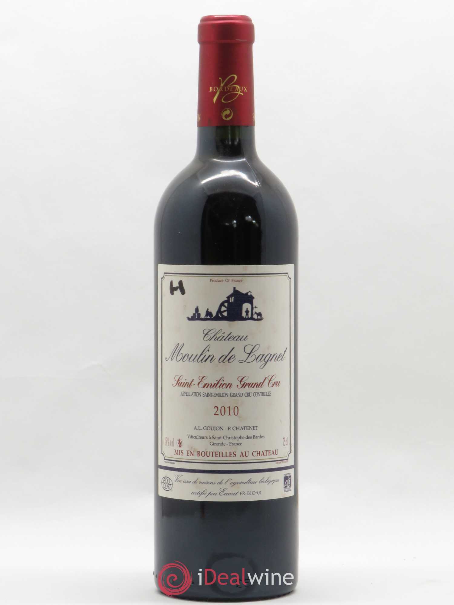 Saint-Émilion Grand cru Château Moulin de Lagnet 2010 - Lot de 1 bouteille - 0