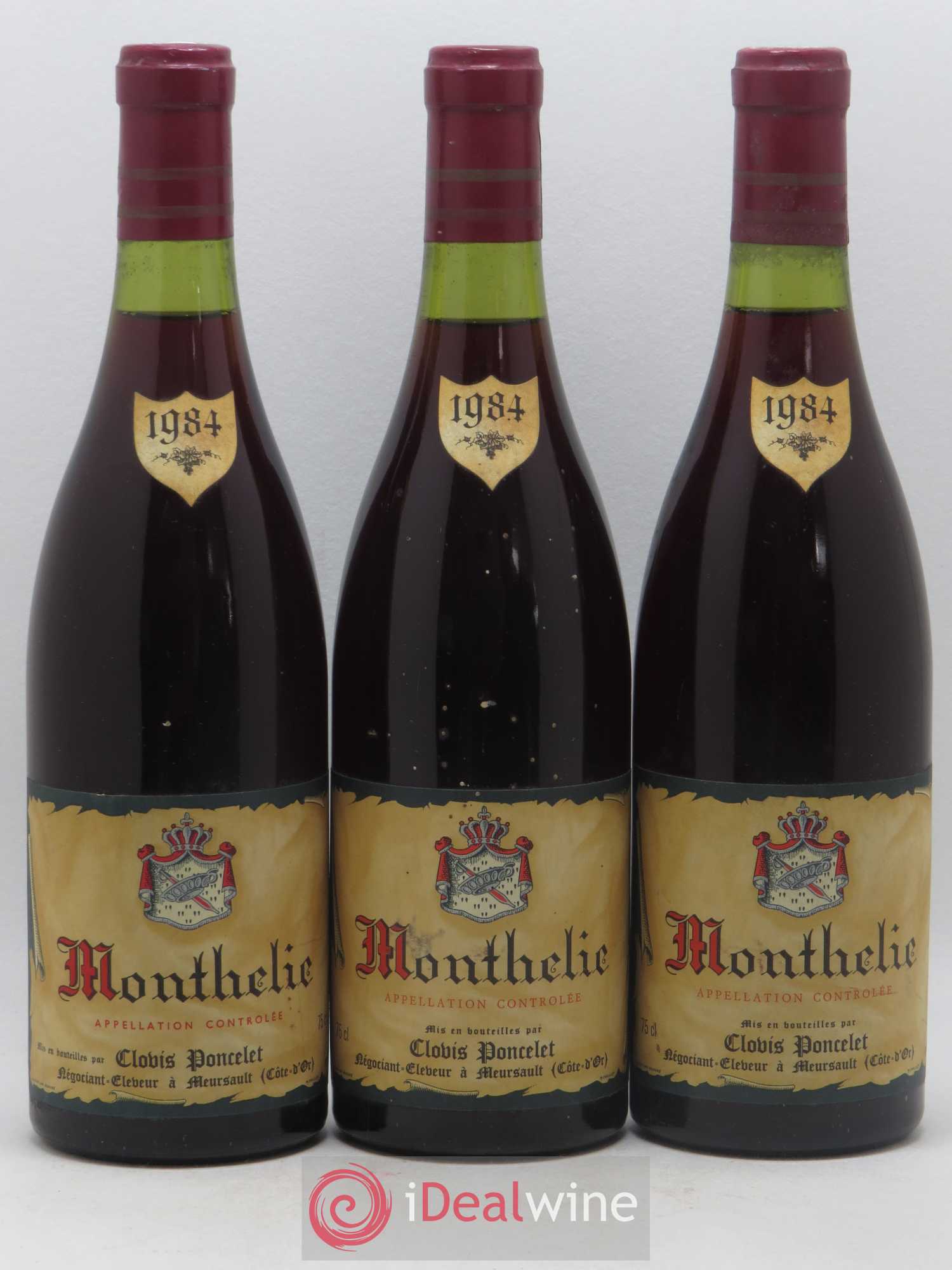 Monthélie Clovis Poncelet 1984 - Lot de 3 bouteilles - 0