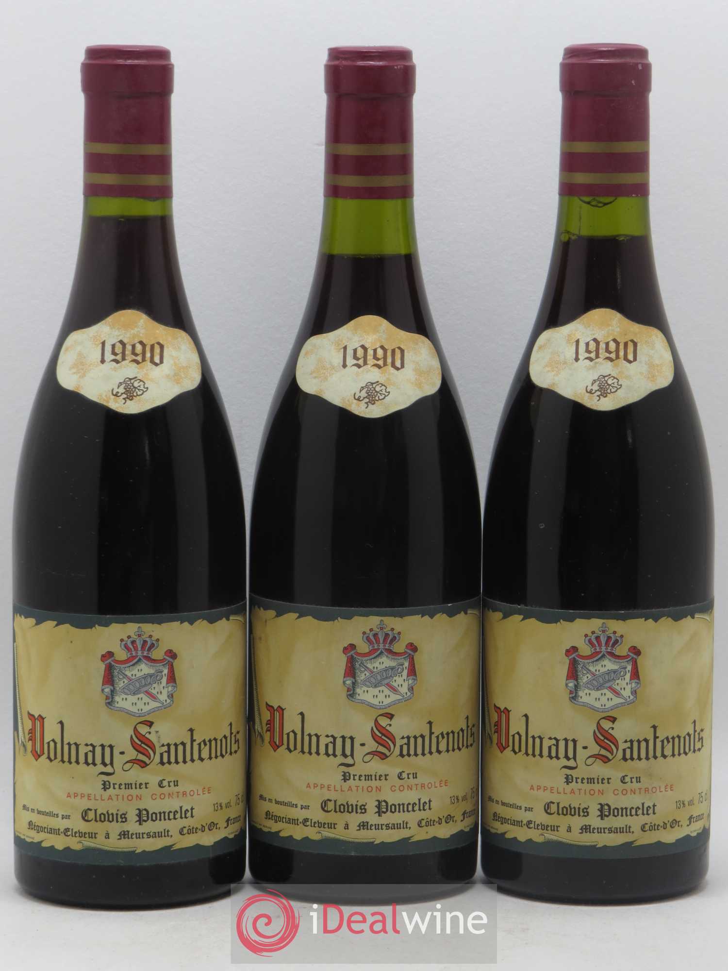 Volnay 1er Cru Santenot Clovis Poncelet 1990 - Posten von 3 Flaschen - 0