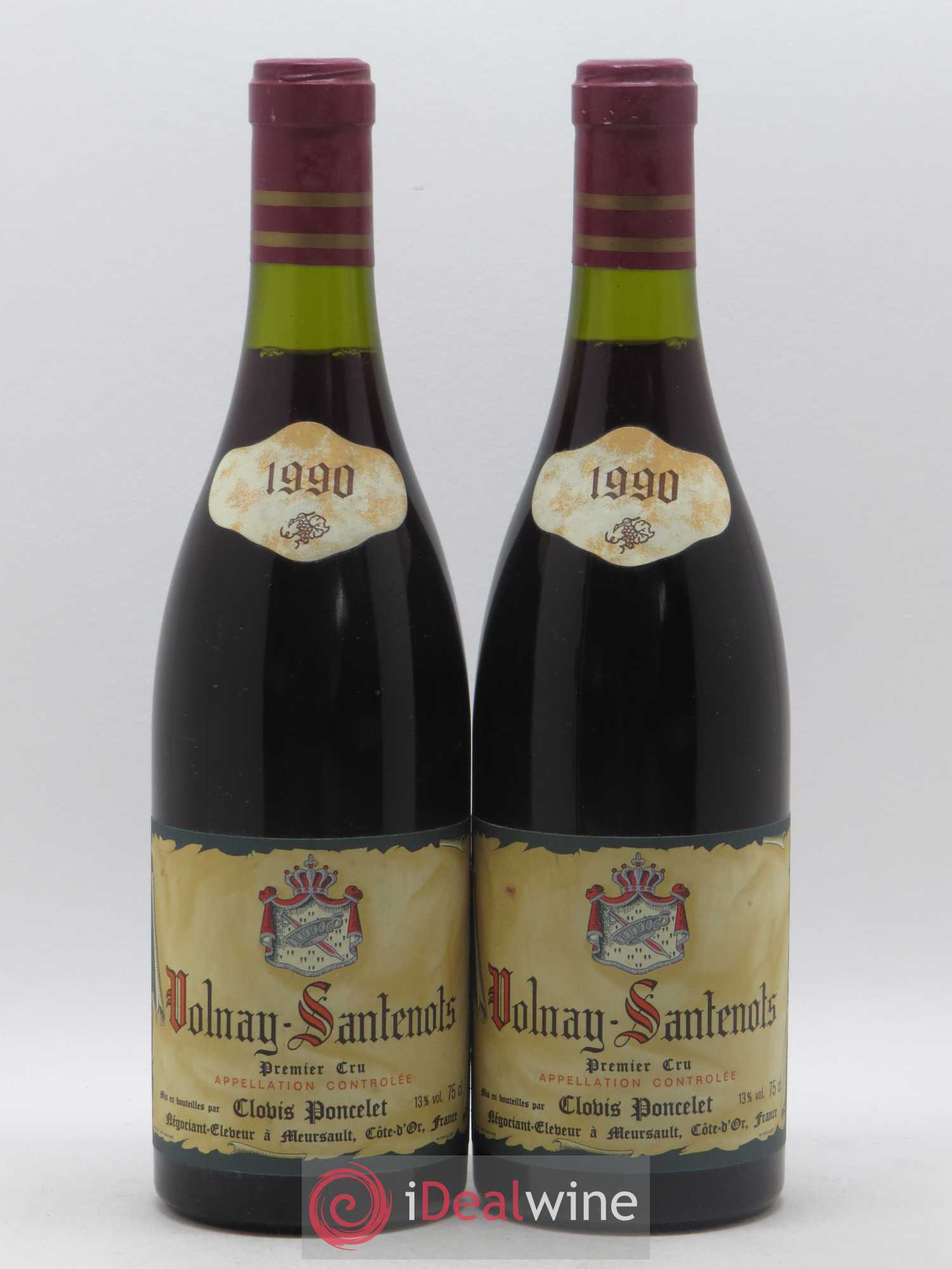 Volnay 1er Cru Santenot Clovis Poncelet 1990 - Posten von 2 Flaschen - 0