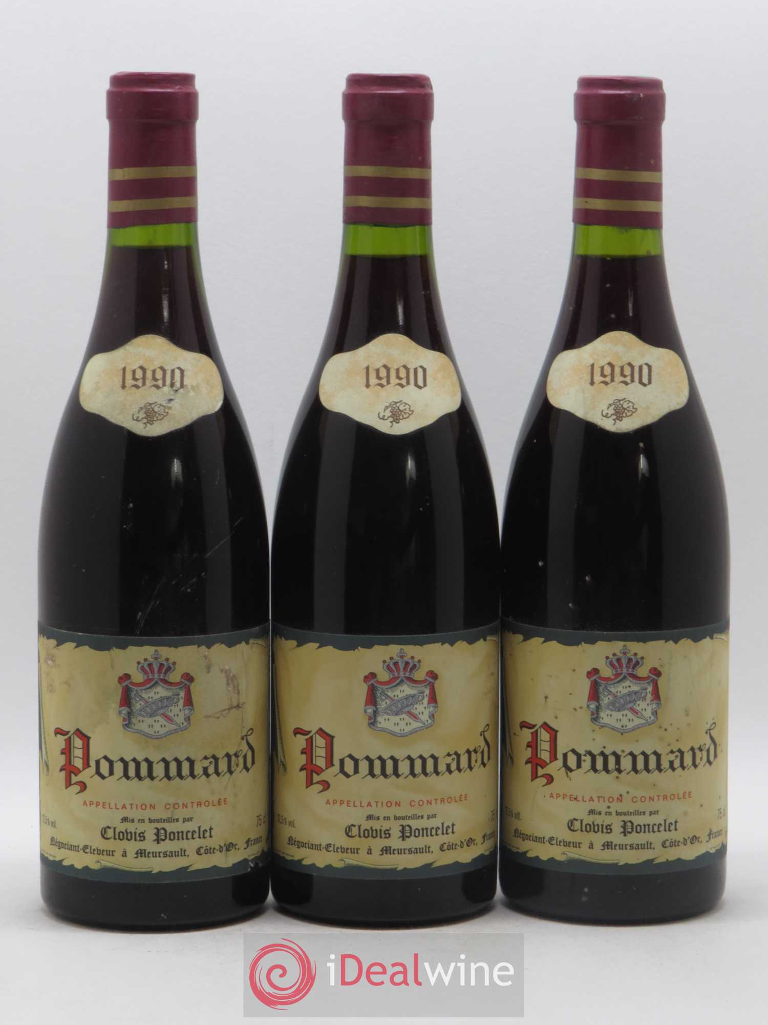 Pommard Clovis Poncelet 1990 - Lot de 3 bouteilles - 0