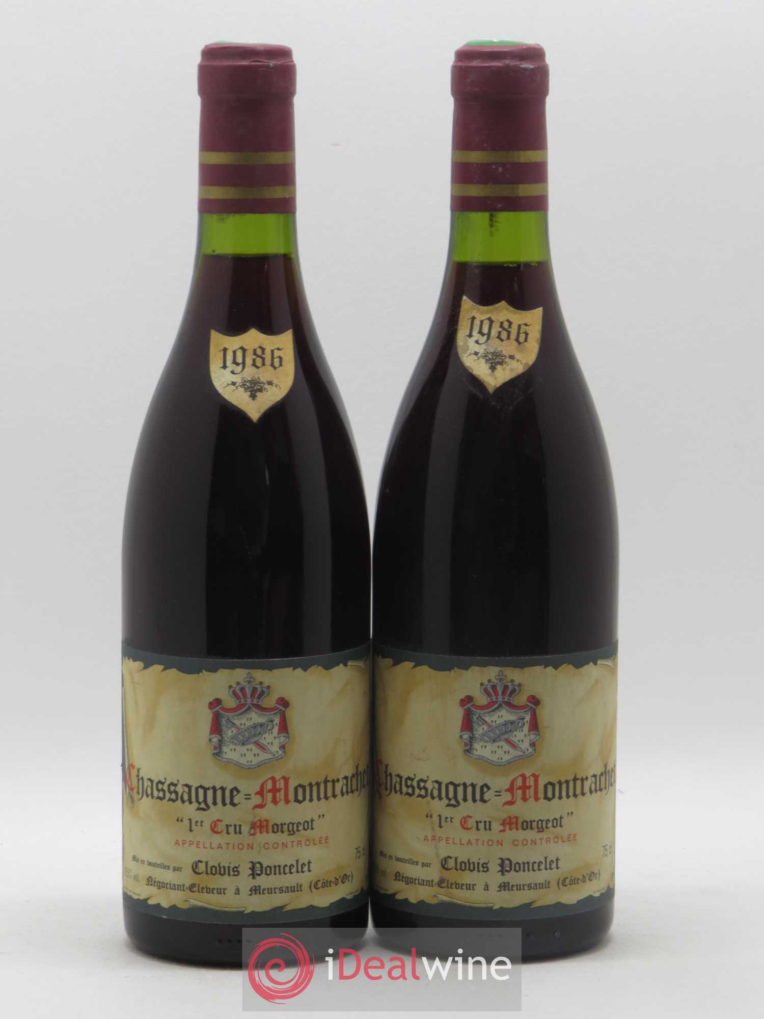 Chassagne-Montrachet 1er Cru Morgeot Clovis Poncelet 1986 - Lot de 2 bouteilles - 0