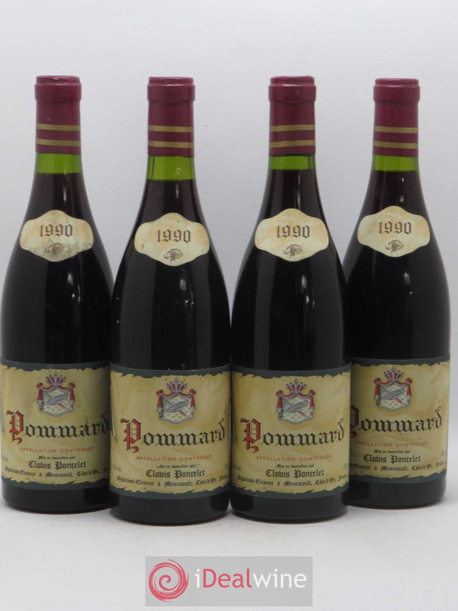 Pommard Clovis Poncelet 1990 - Lot de 4 bouteilles - 0