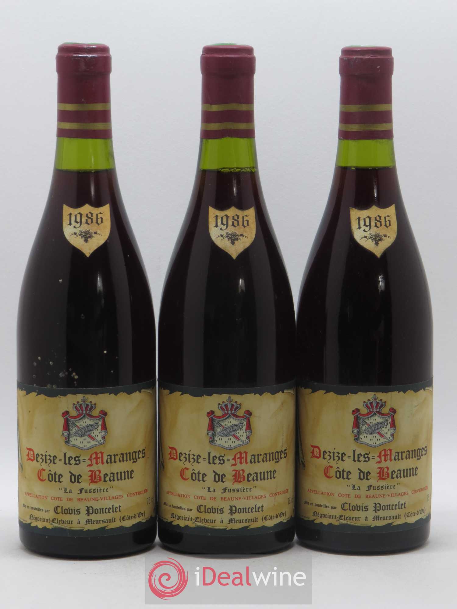Côte de Beaune-Villages Dezize Les Maranges La Fussière Clovis Poncelet 1986 - Posten von 3 Flaschen - 0