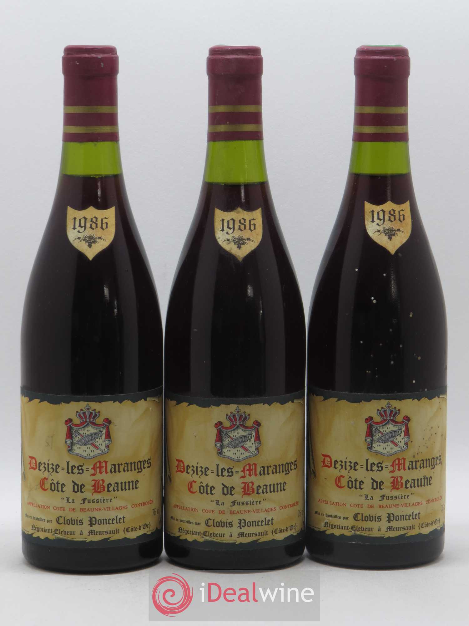 Côte de Beaune-Villages Dezize Les Maranges La Fussière Clovis Poncelet 1986 - Posten von 3 Flaschen - 0