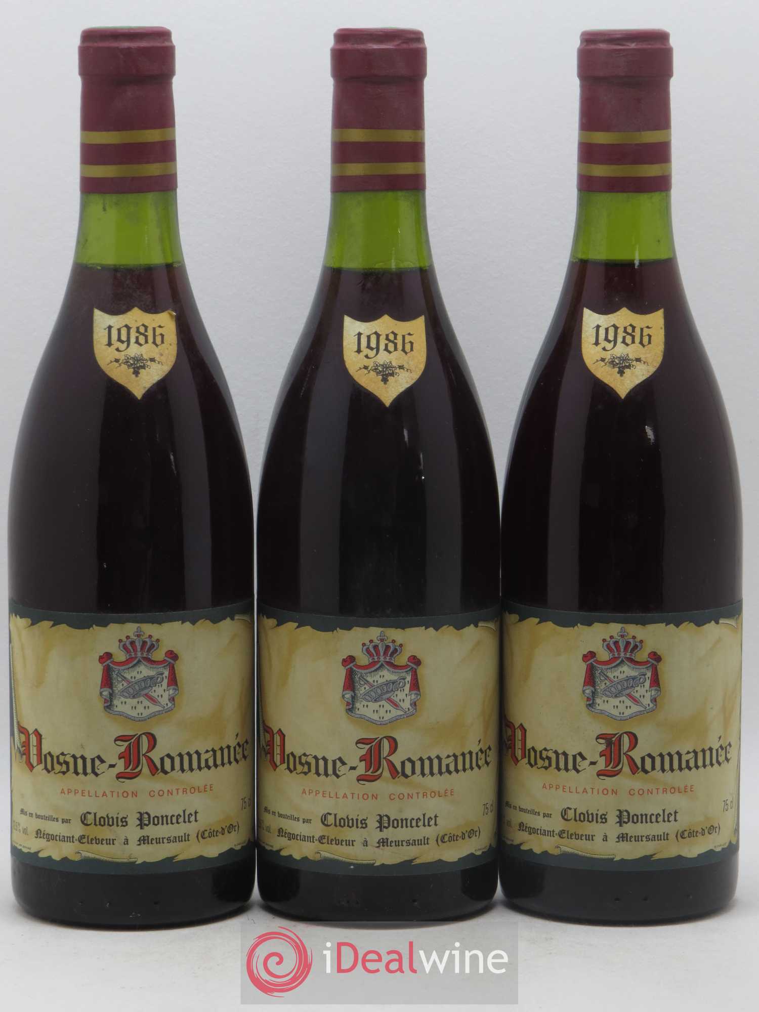 Vosne-Romanée Clovis Poncelet 1986 - Lot de 3 bouteilles - 0
