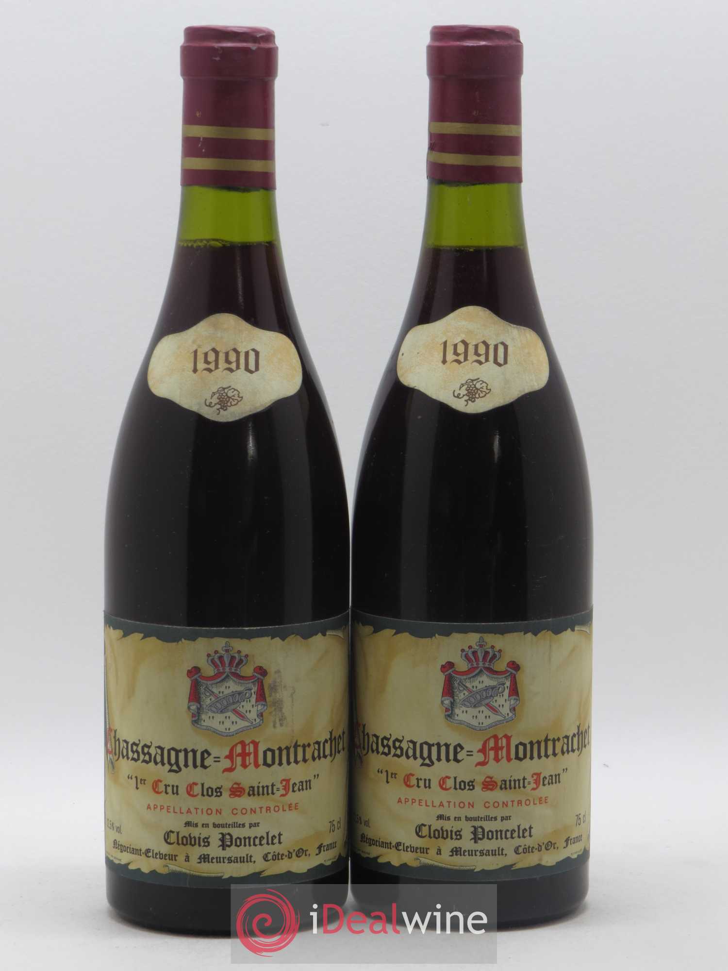 Chassagne-Montrachet 1er Cru Clos Saint Jean Clovis Poncelet 1990 - Posten von 2 Flaschen - 0