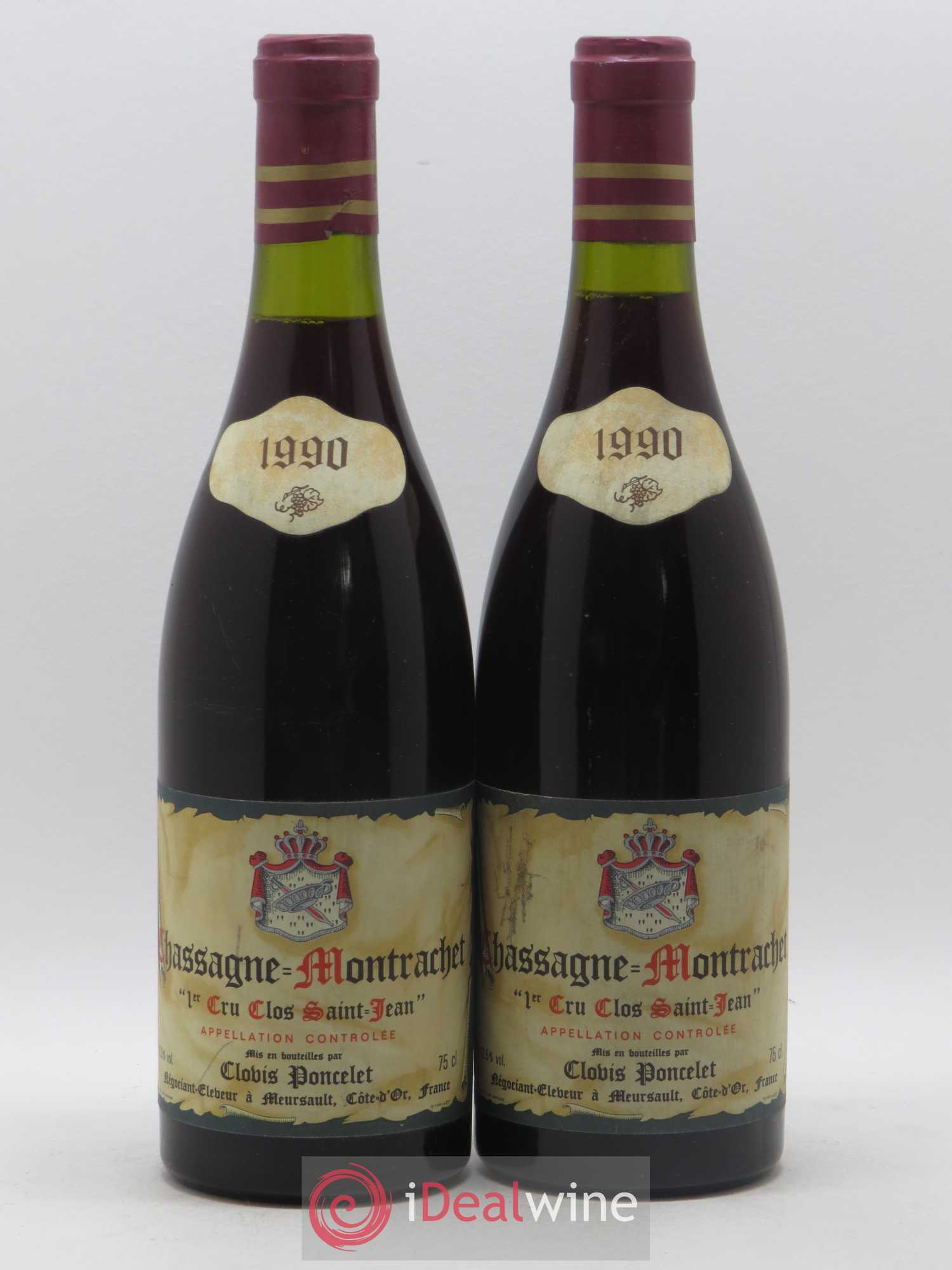 Chassagne-Montrachet 1er Cru Clos Saint Jean Clovis Poncelet 1990 - Lotto di 2 bottiglie - 0
