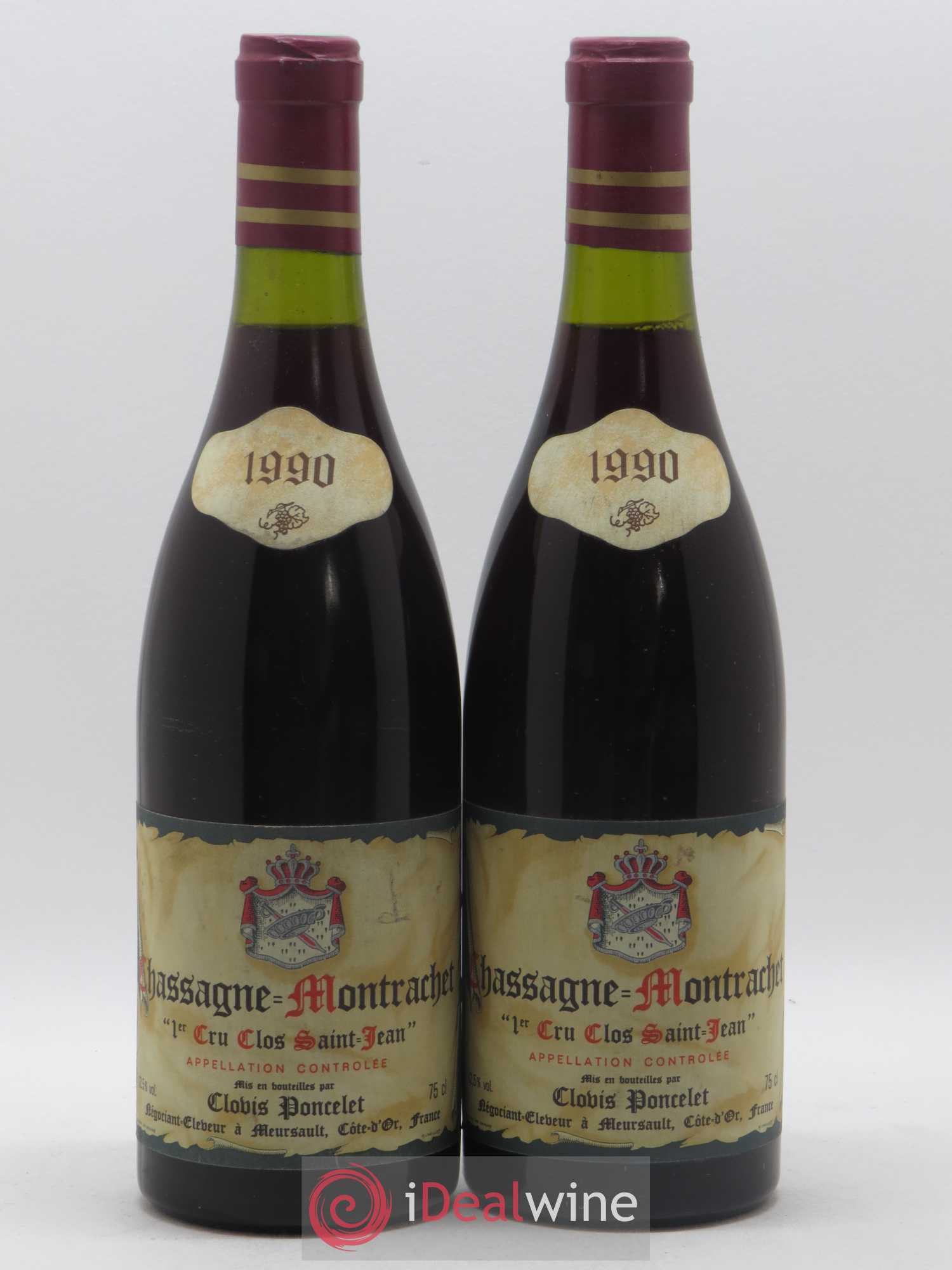 Chassagne-Montrachet 1er Cru Clos Saint Jean Clovis Poncelet 1990 - Lotto di 2 bottiglie - 0