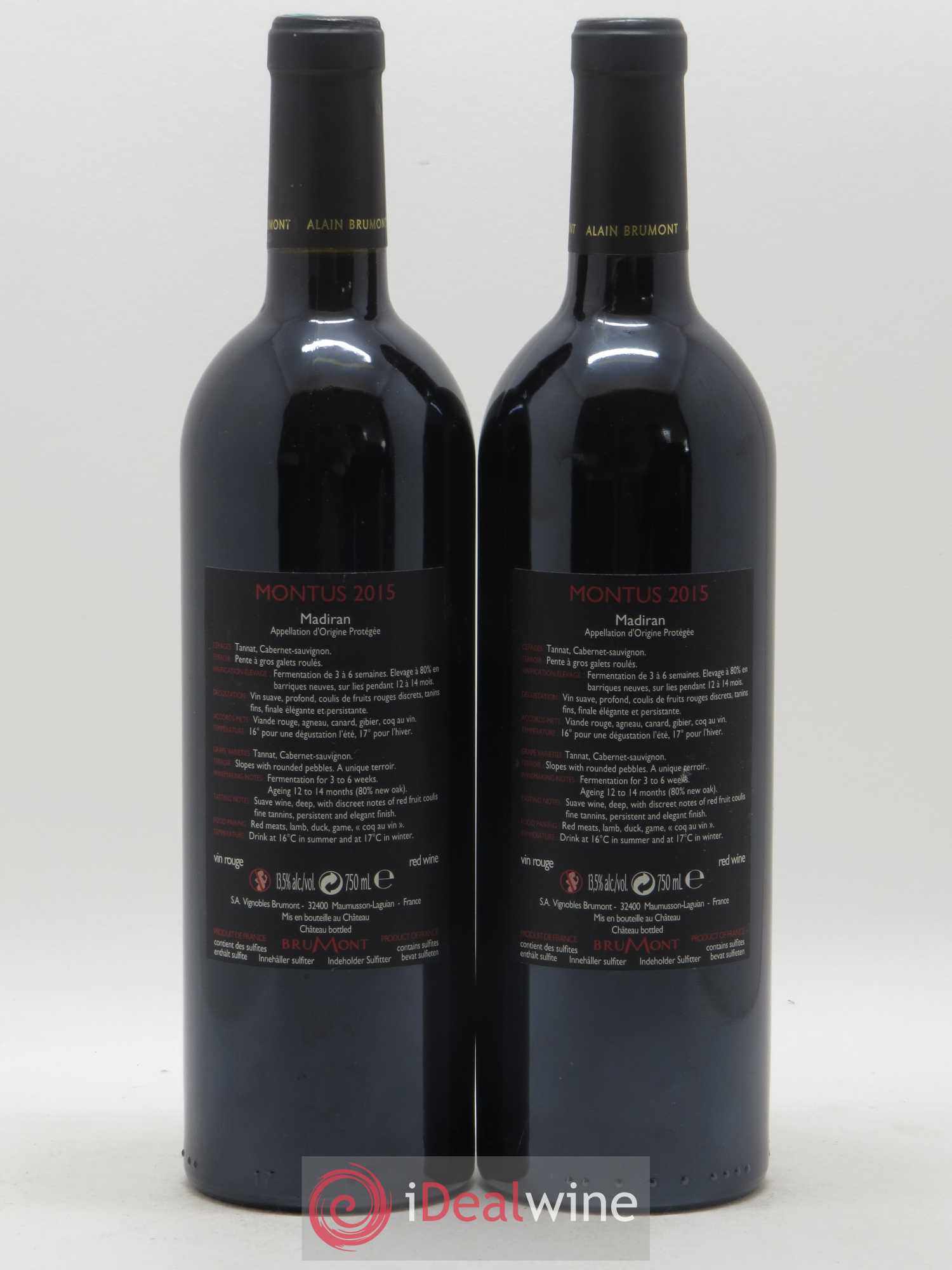 Madiran Château Montus Alain Brumont 2015 - Lot de 2 bouteilles - 1