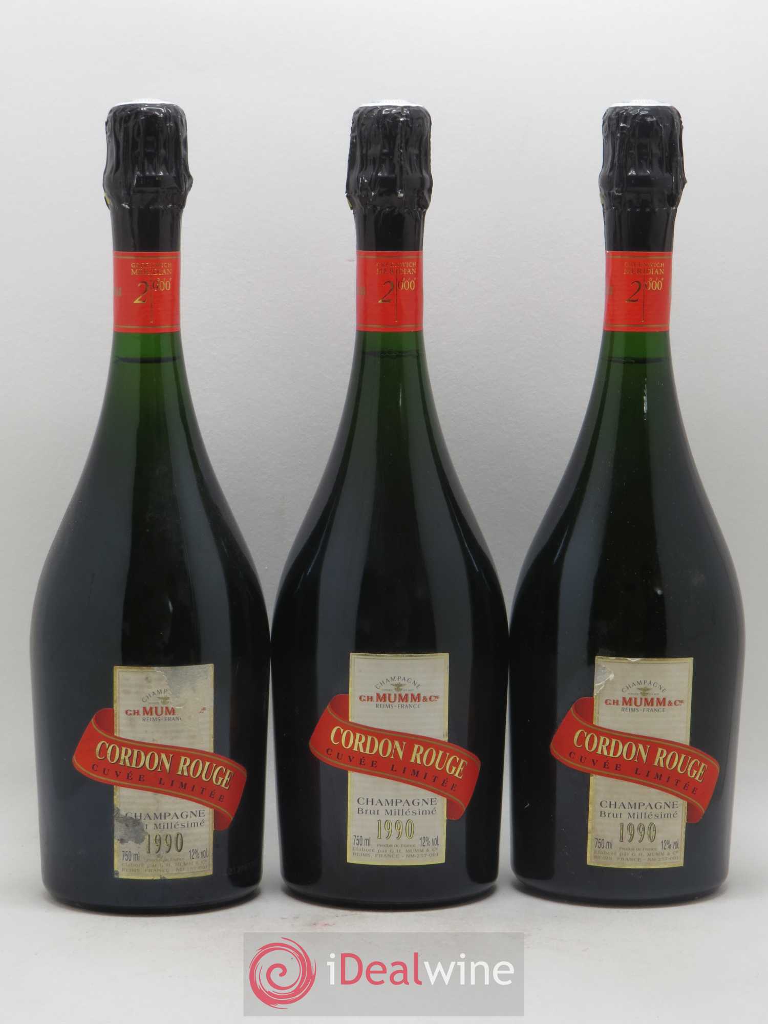 Cordon Rouge Mumm 1990 - Lot de 3 bouteilles - 0