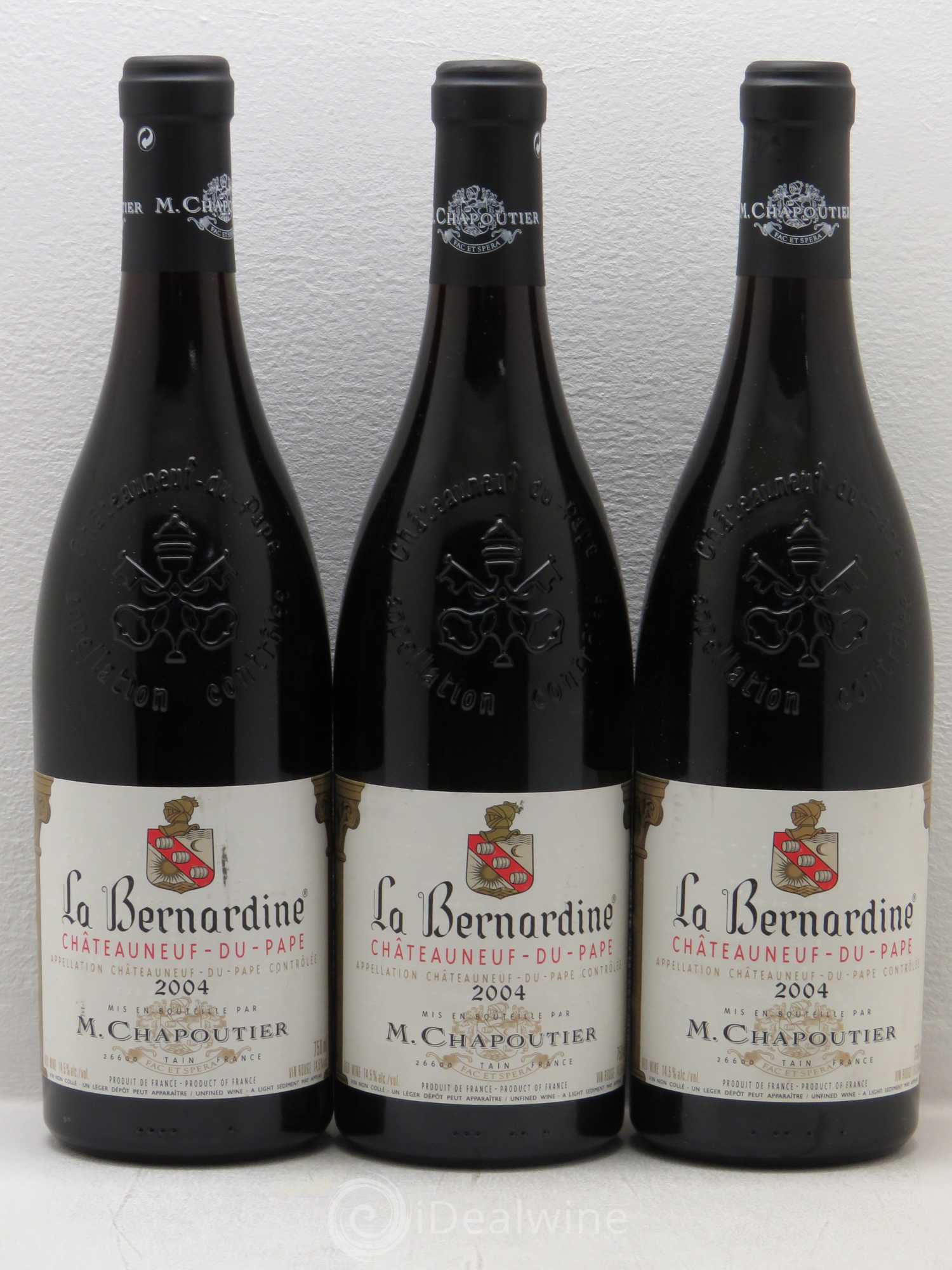 Châteauneuf-du-Pape La Bernardine Chapoutier (sans prix de réserve) 2004 - Lot de 3 bouteilles - 0