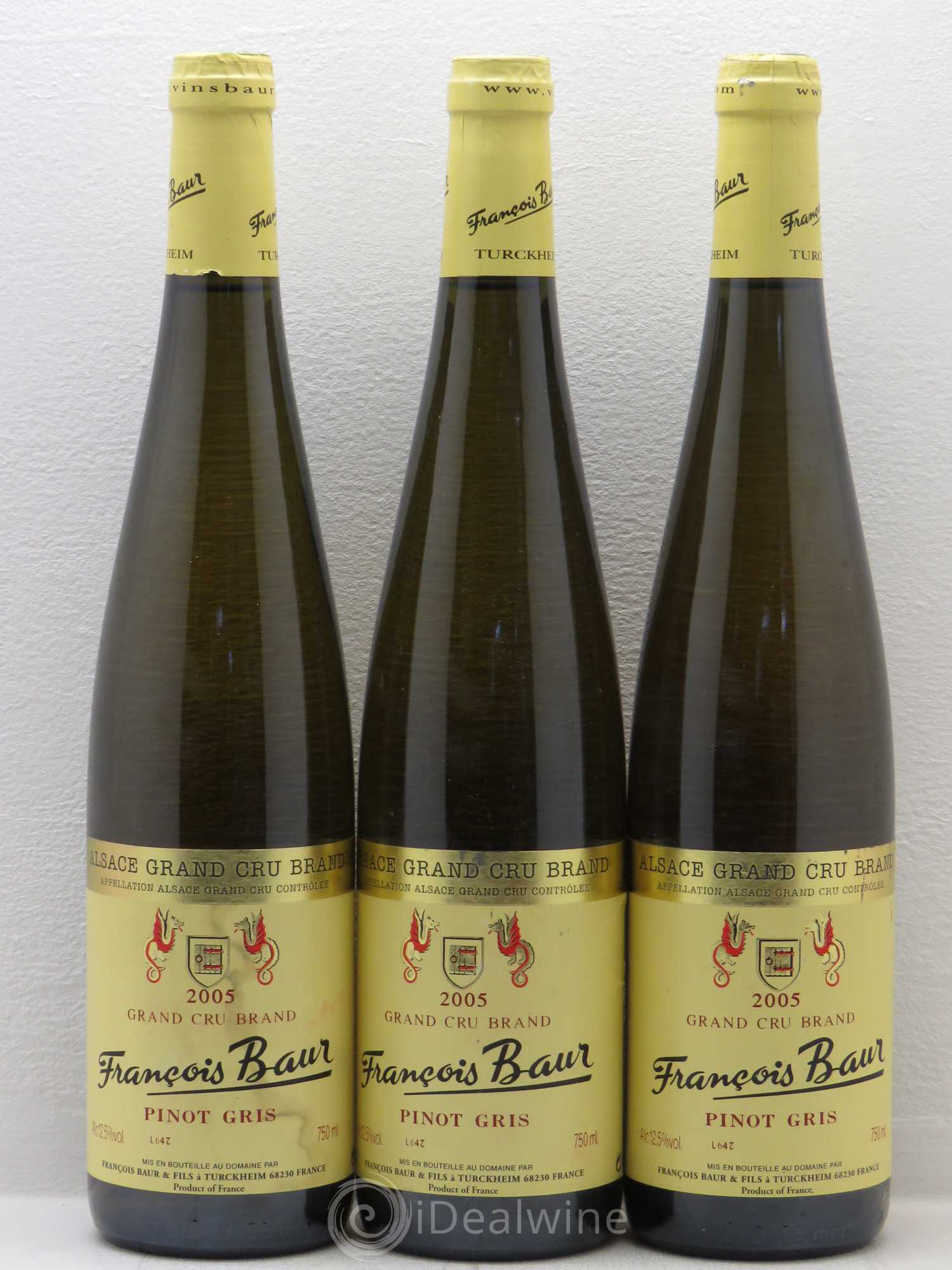 Pinot Gris Brand François Baur (sans prix de réserve) 2005 - Posten von 3 Flaschen - 0