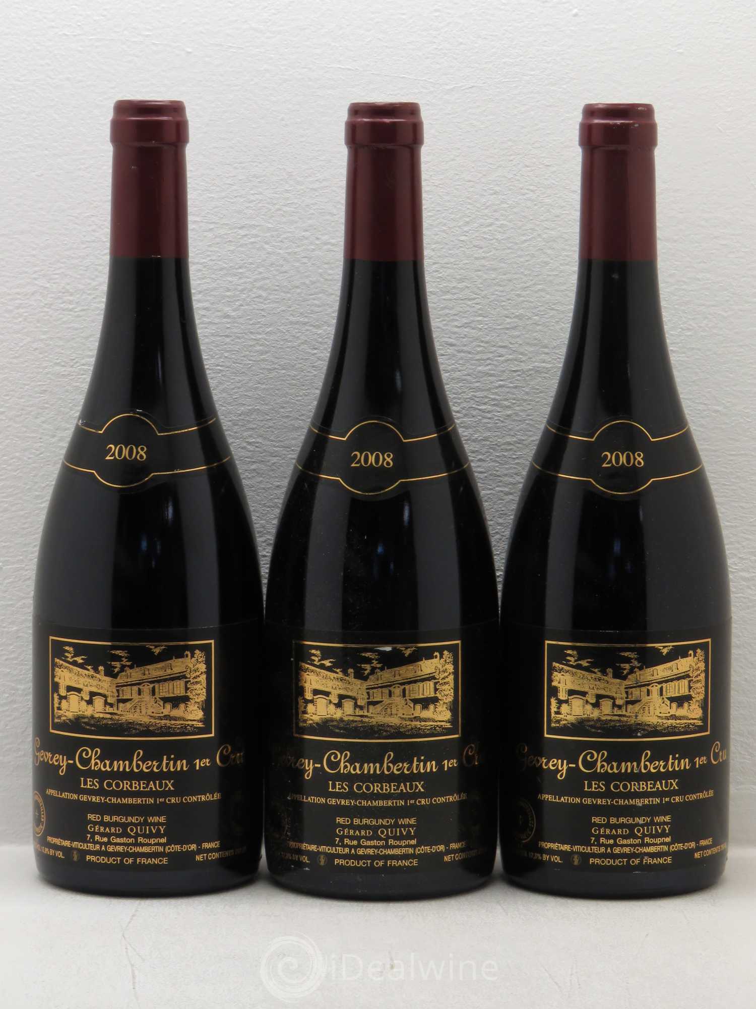 Gevrey-Chambertin 1er Cru Les Corbeaux Gerard Quivy (sans prix de réserve) 2008 - Posten von 3 Flaschen - 0