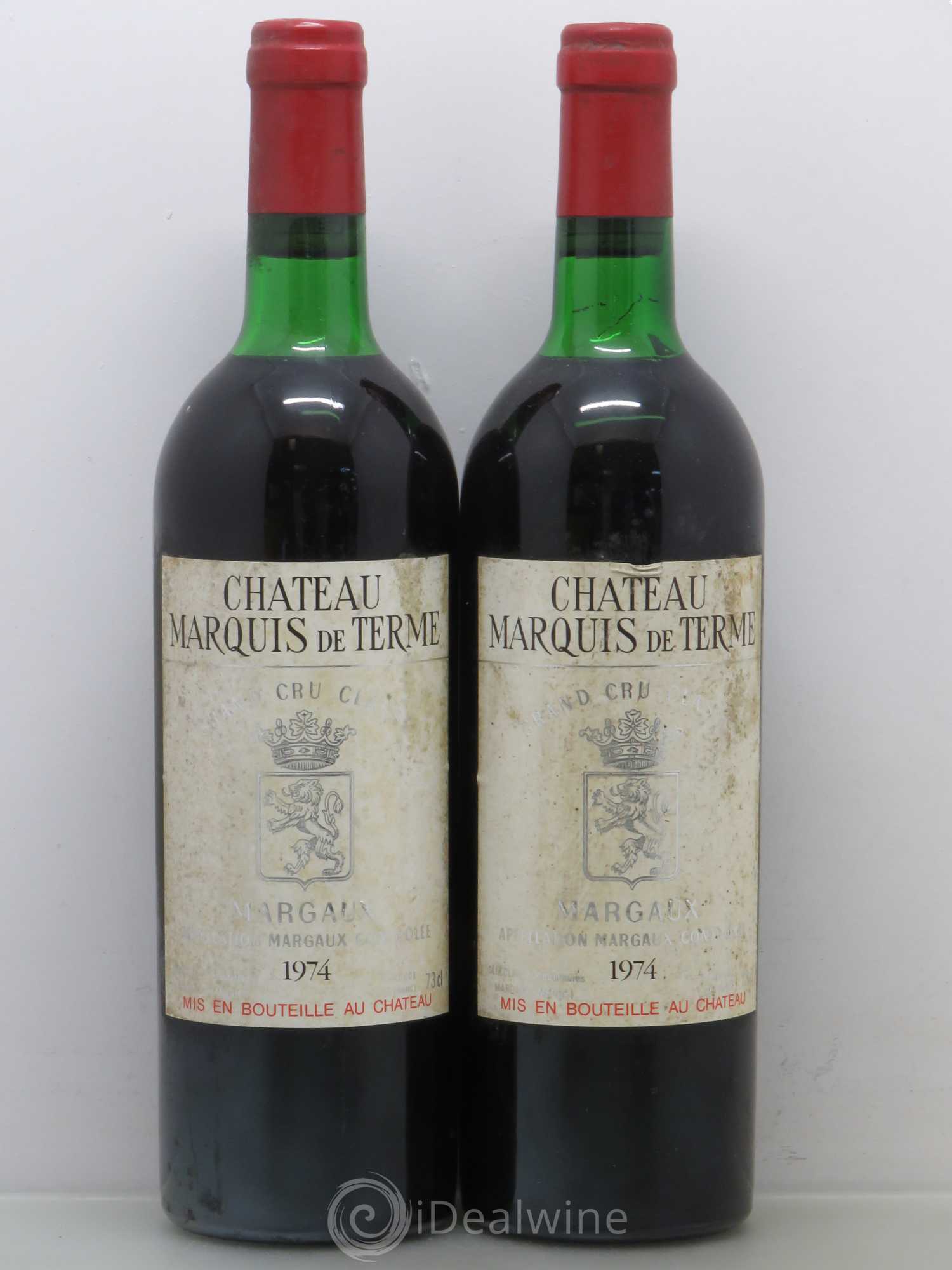 Château Marquis de Terme 4ème Grand Cru Classé 1974 - Lot de 2 bouteilles - 0