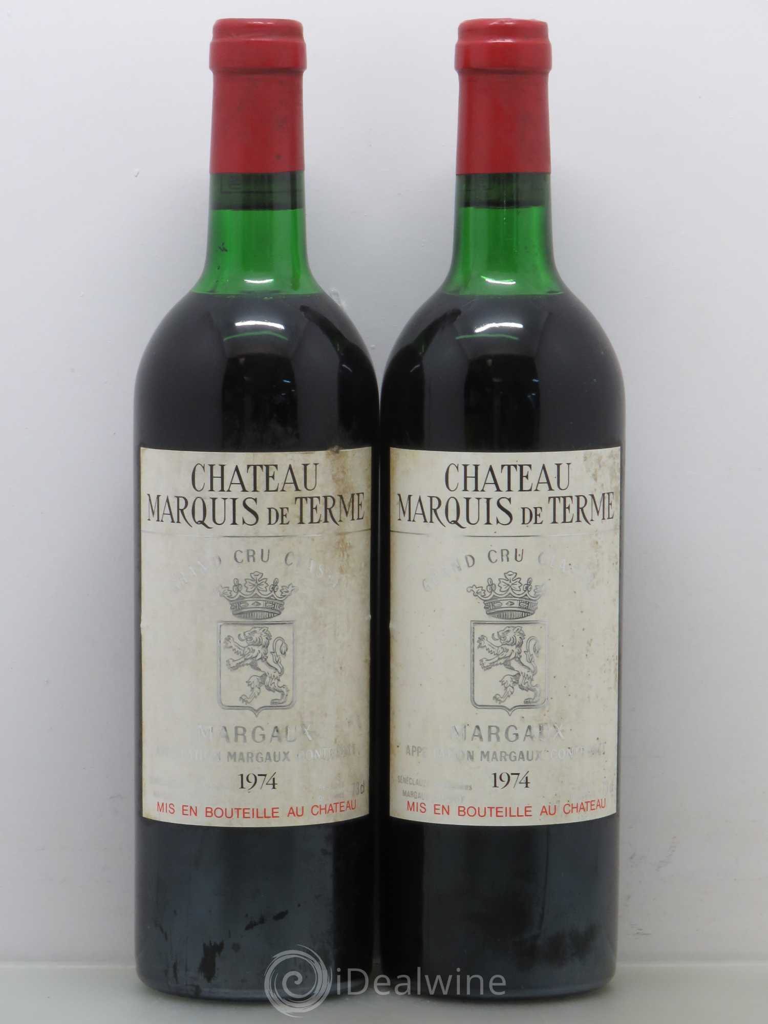 Château Marquis de Terme 4ème Grand Cru Classé 1974 - Lot de 2 bouteilles - 0