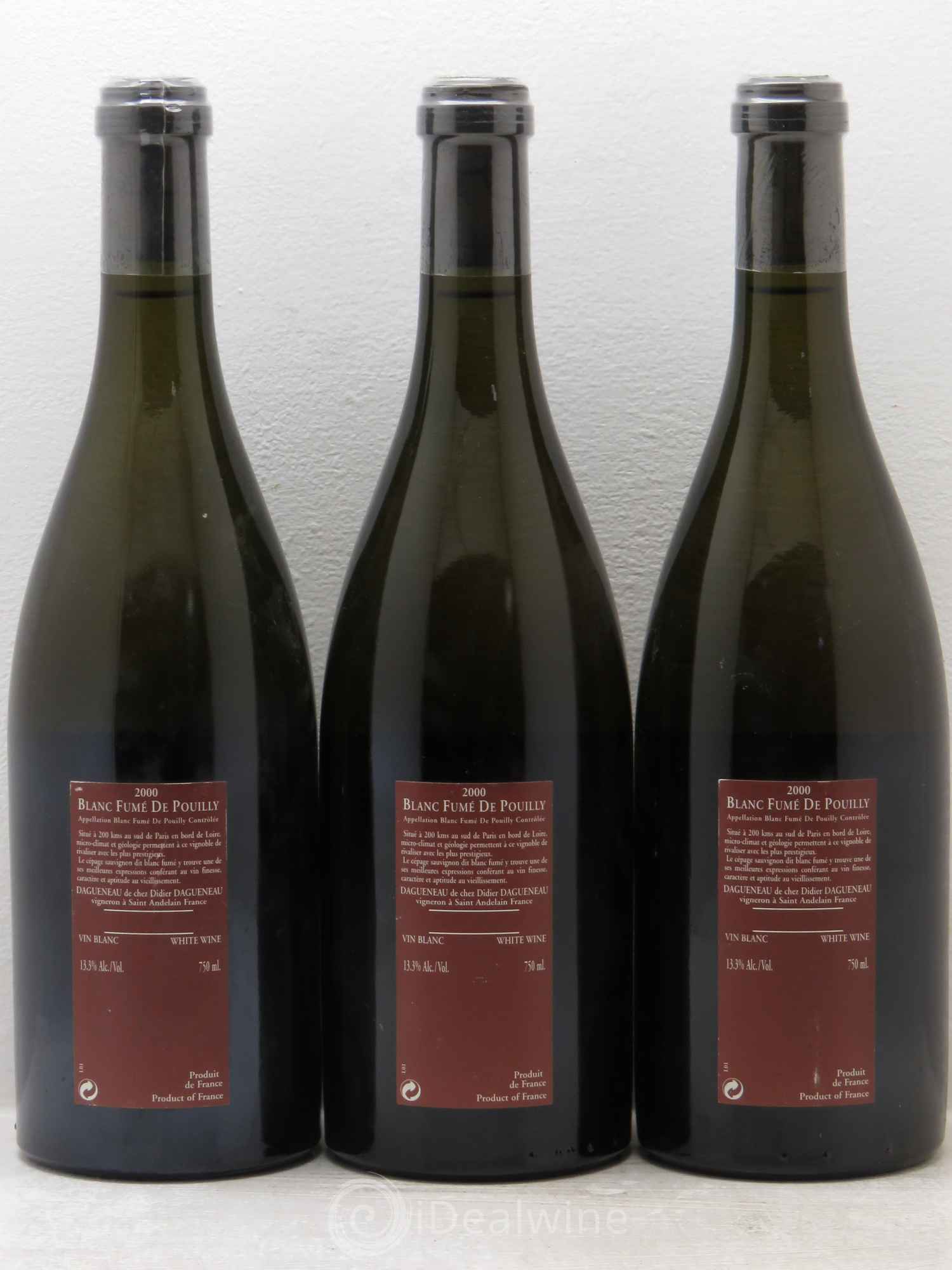Vin de France (anciennement Pouilly-Fumé) Pur Sang Dagueneau (Domaine Didier - Louis-Benjamin) 2000 - Lot de 3 bouteilles - 1
