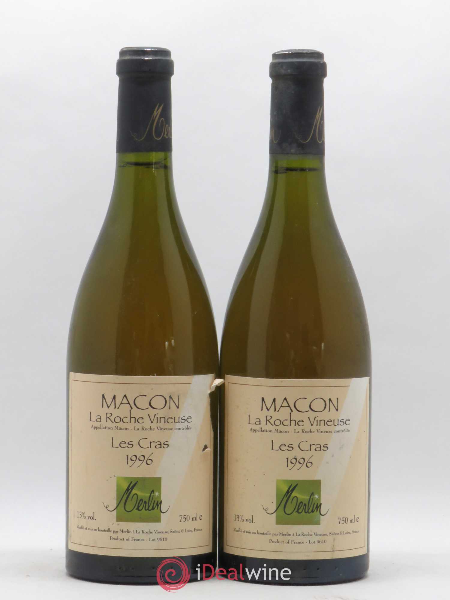 Mâcon Roche Vineuse Les Cras Domaine Merlin 1996 - Posten von 2 Flaschen - 0