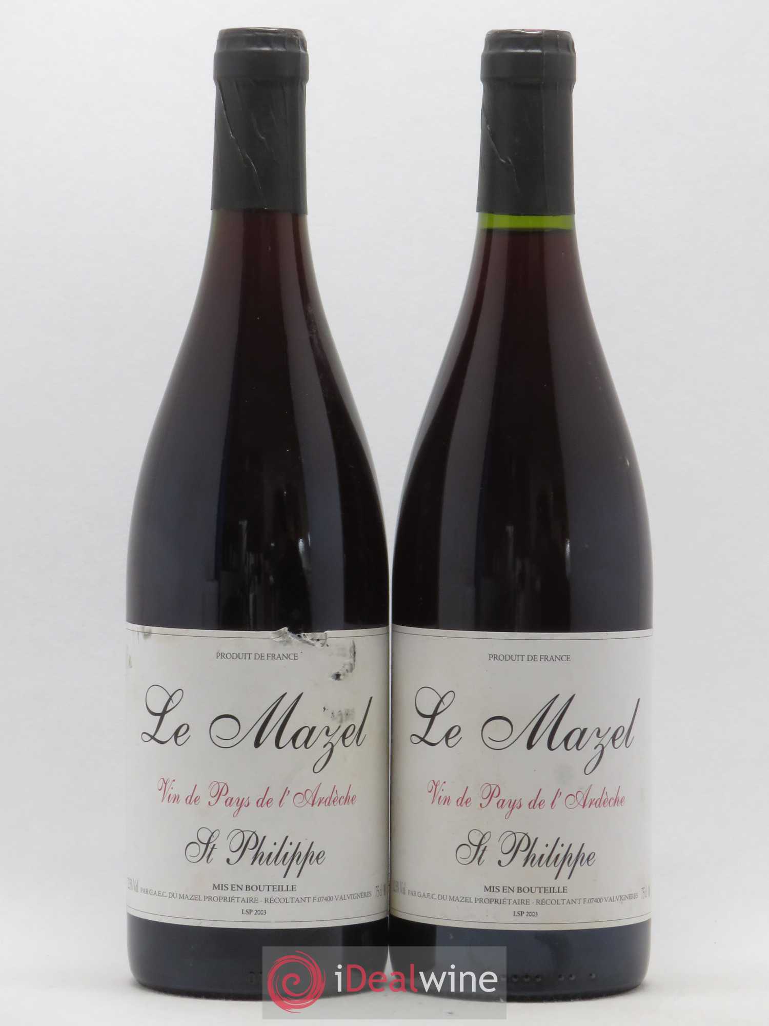 Rhône IGP Ardeche Le Mazel Cuvée Saint-Philippe 2003 - Lot of 2 bottles - 0