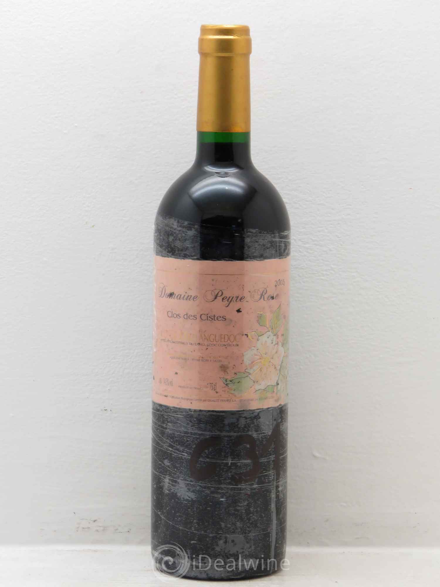 Vin de France (anciennement Coteaux du Languedoc) Domaine Peyre Rose Les Cistes Marlène Soria 2003 - Lot de 1 bouteille - 0