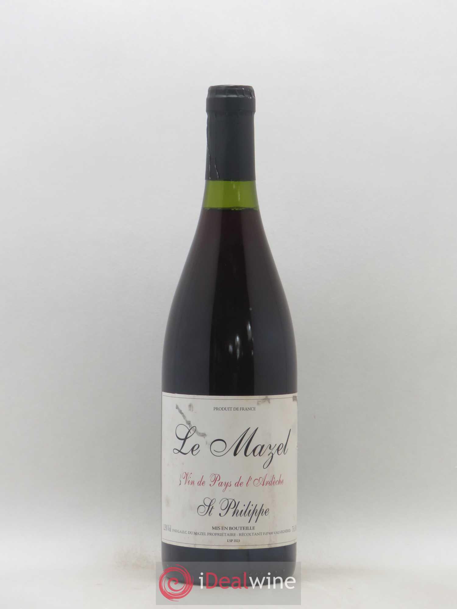 Vin de France IGP Ardèche Domaine Le Mazel Cuvée Saint Philippe 2003 - Posten von 1 Flasche - 0