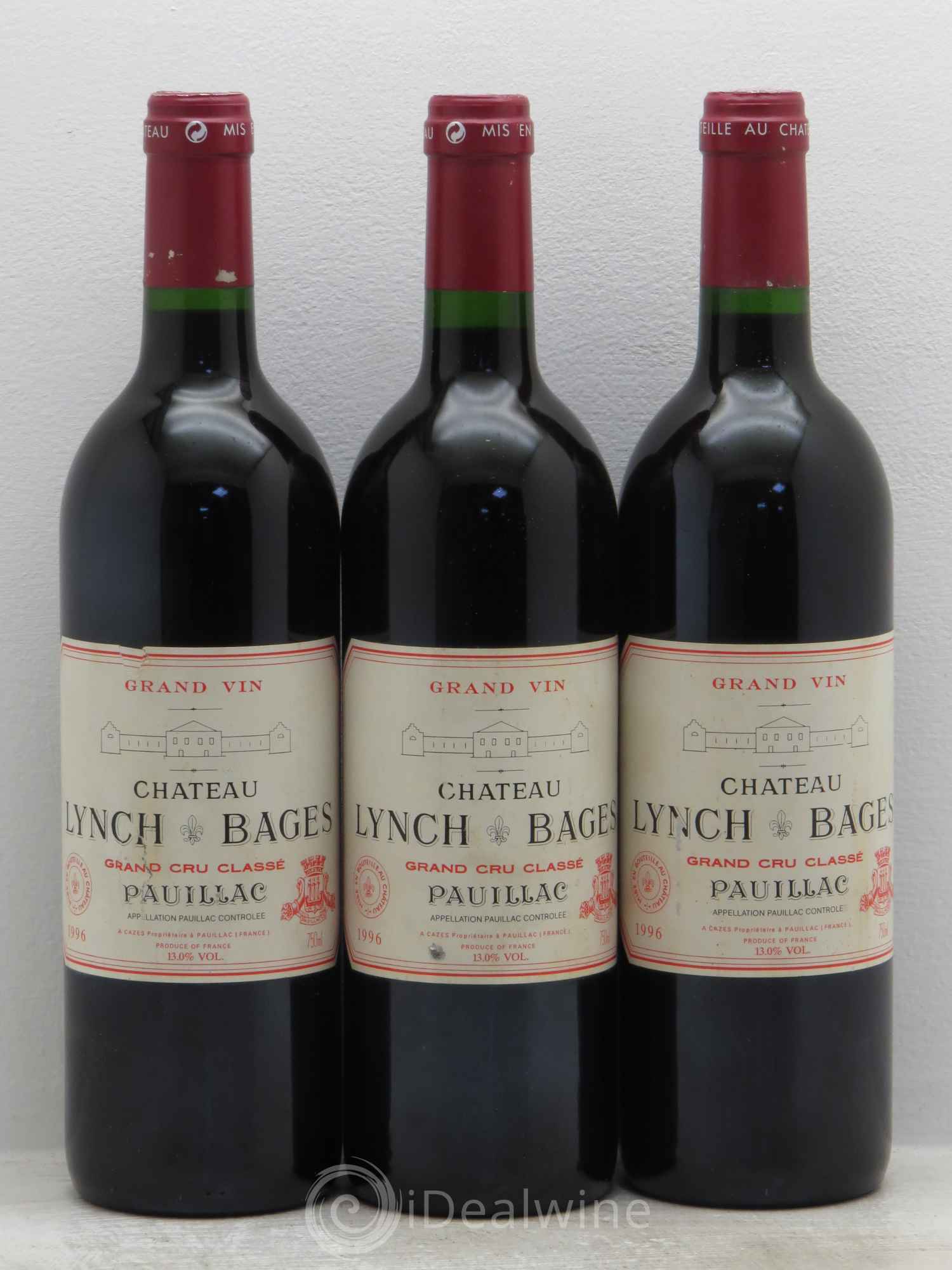Château Lynch Bages 5ème Grand Cru Classé 1996 - Lot de 3 bouteilles - 0