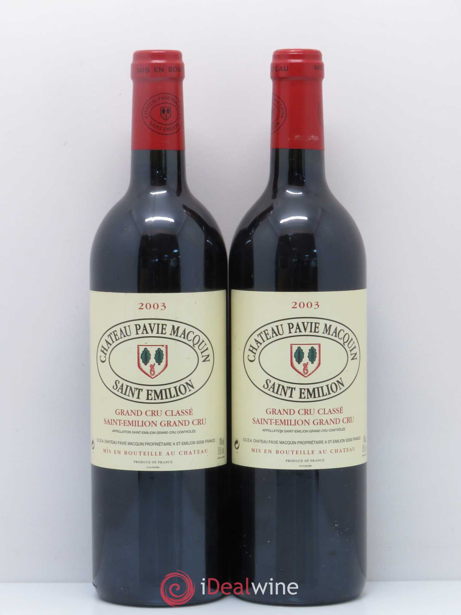 Château Pavie Macquin 1er Grand Cru Classé B 2003 - Lot de 2 bouteilles - 0
