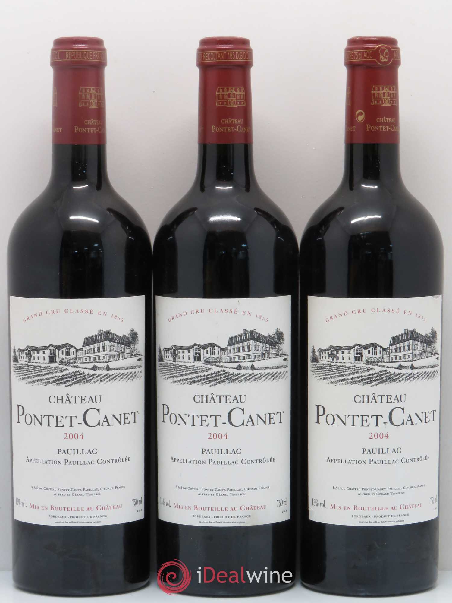 Château Pontet Canet 5ème Grand Cru Classé 2004 - Lot de 3 bouteilles - 0