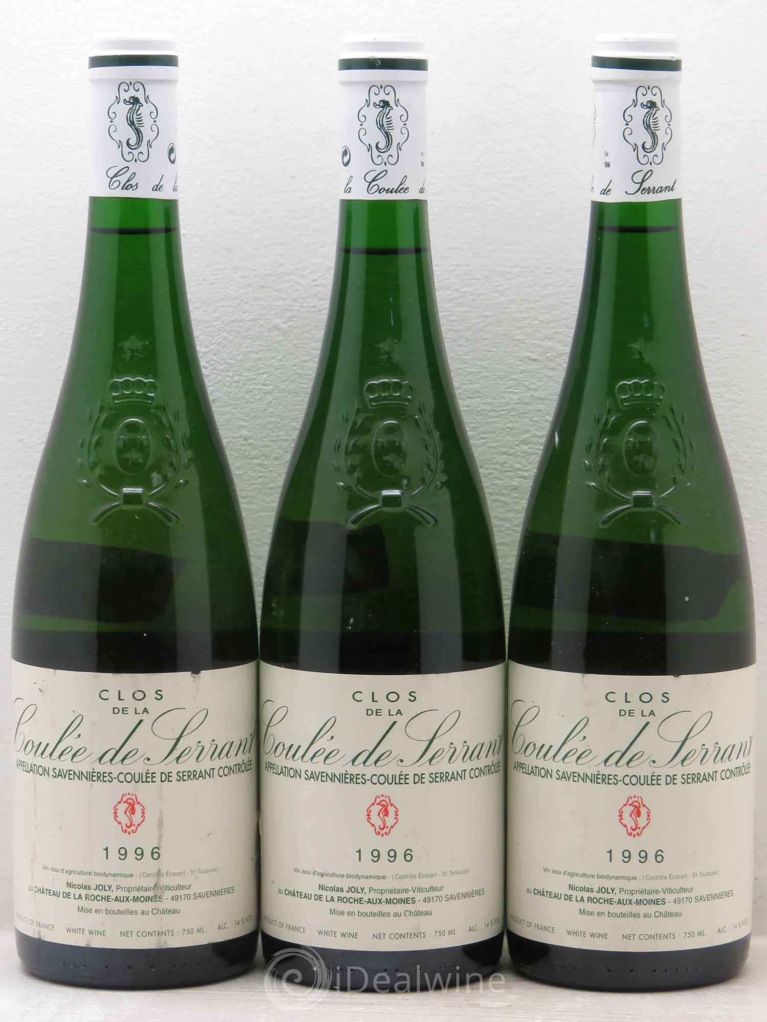 Savennières Clos de la Coulée de Serrant Vignobles de la Coulée de Serrant - Nicolas Joly 1996 - Lot de 3 bouteilles - 0