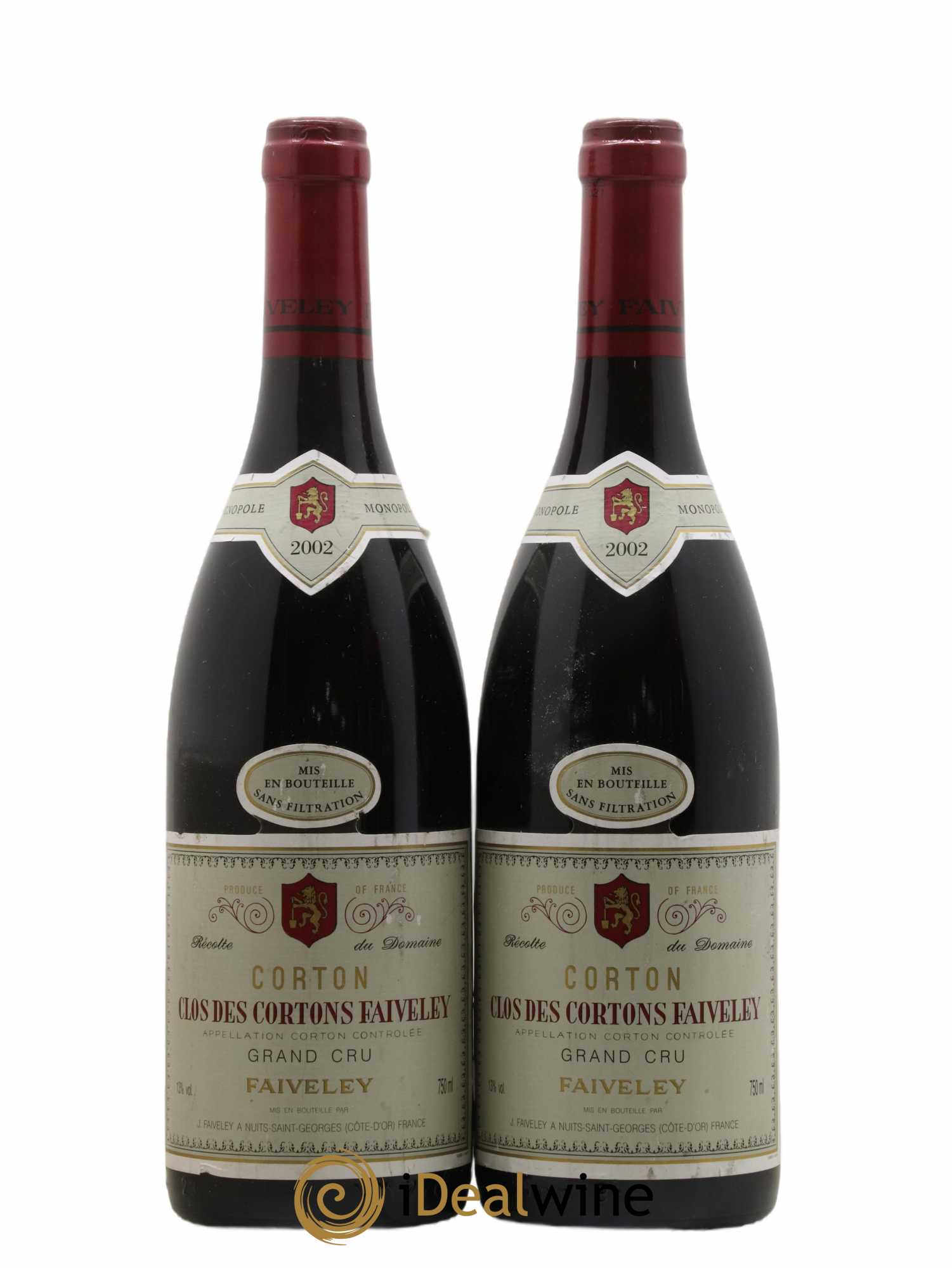 Corton Grand Cru Clos des Cortons Faiveley 2002 - Lot de 2 bouteilles - 0