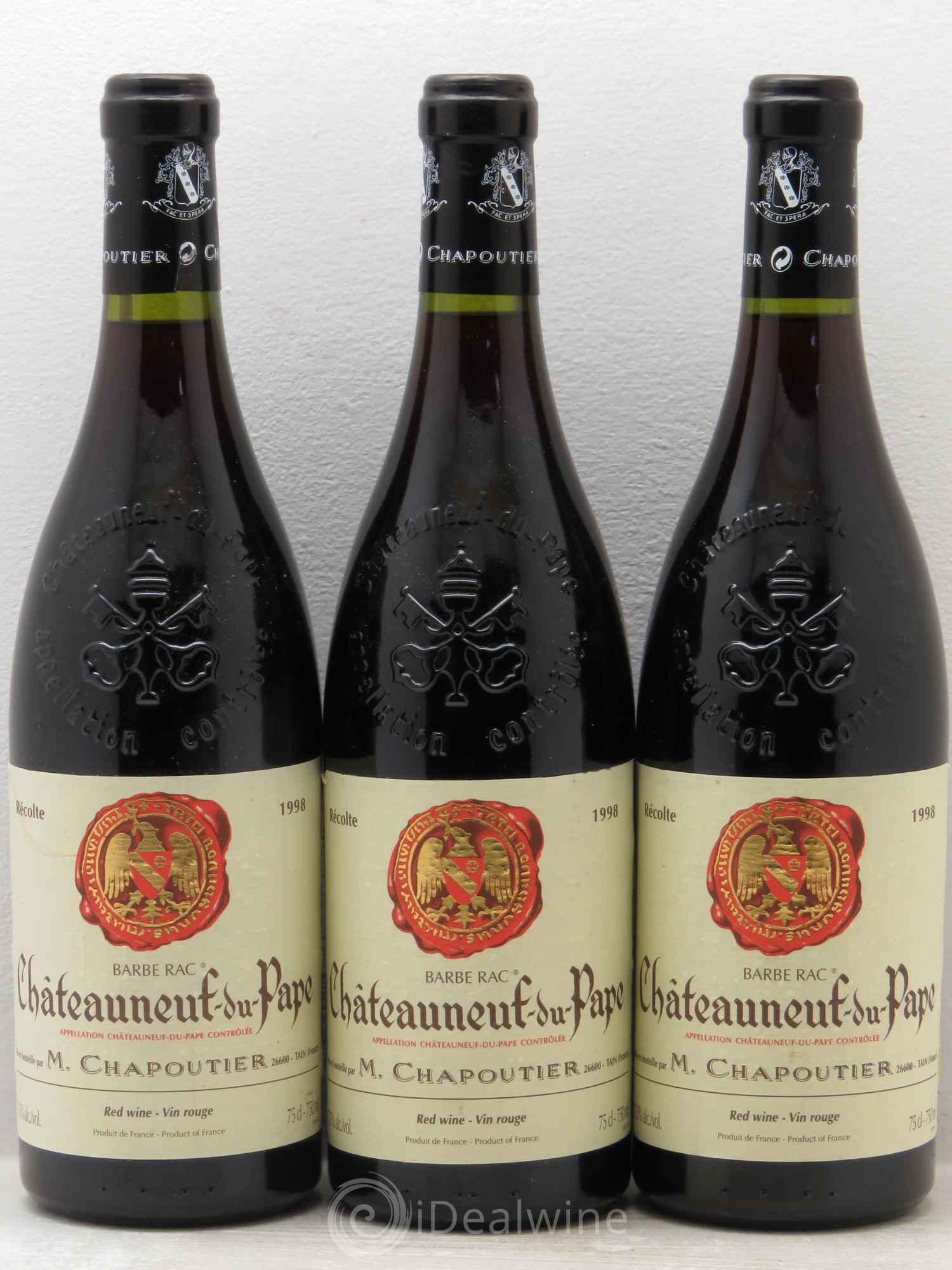 Châteauneuf-du-Pape Barbe Rac Chapoutier 1998 - Lot de 3 bouteilles - 0