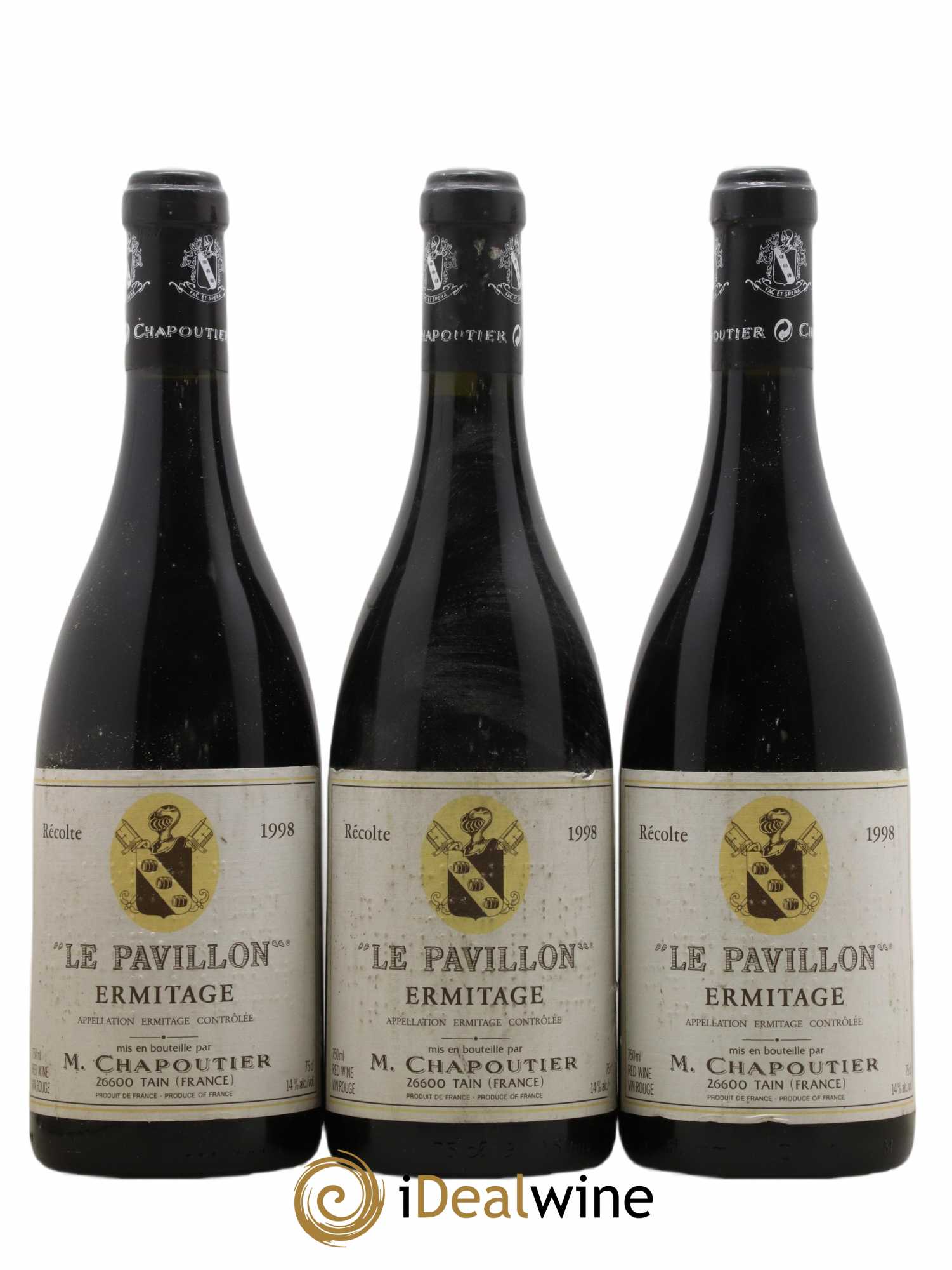 Hermitage Ermitage Le Pavillon Chapoutier 1998 - Lot de 3 bouteilles - 0
