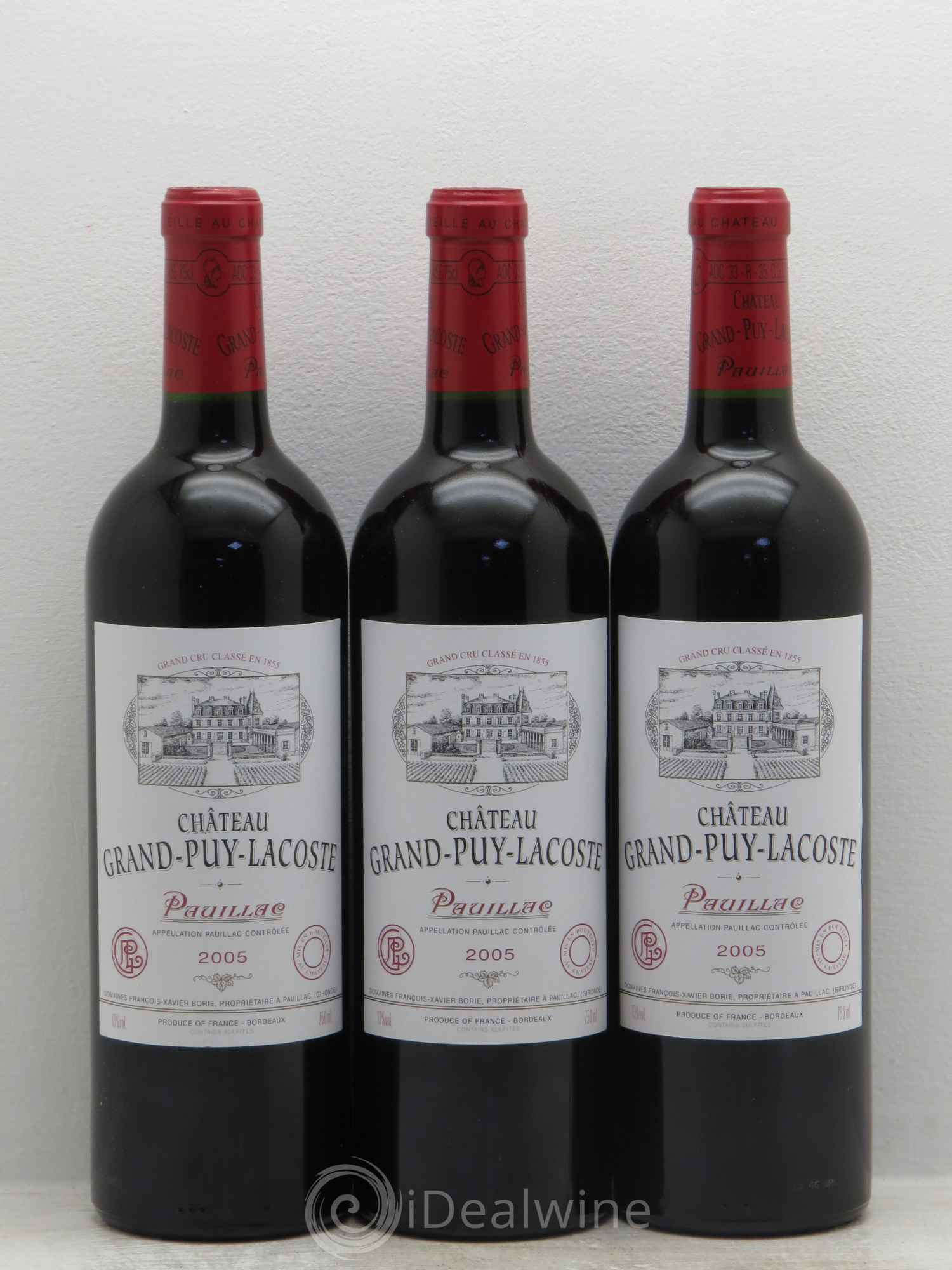 Château Grand Puy Lacoste 5ème Grand Cru Classé 2005 - Lot de 3 bouteilles - 0