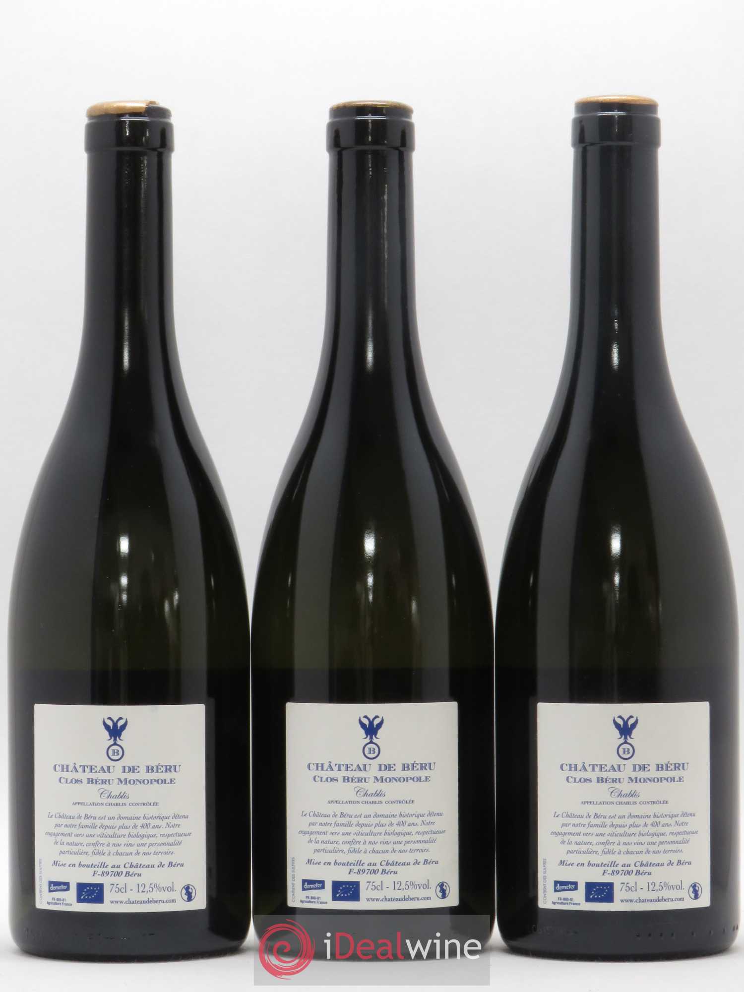 Chablis Clos Béru Monopole Château de Béru 2015 - Lot de 3 bouteilles - 1