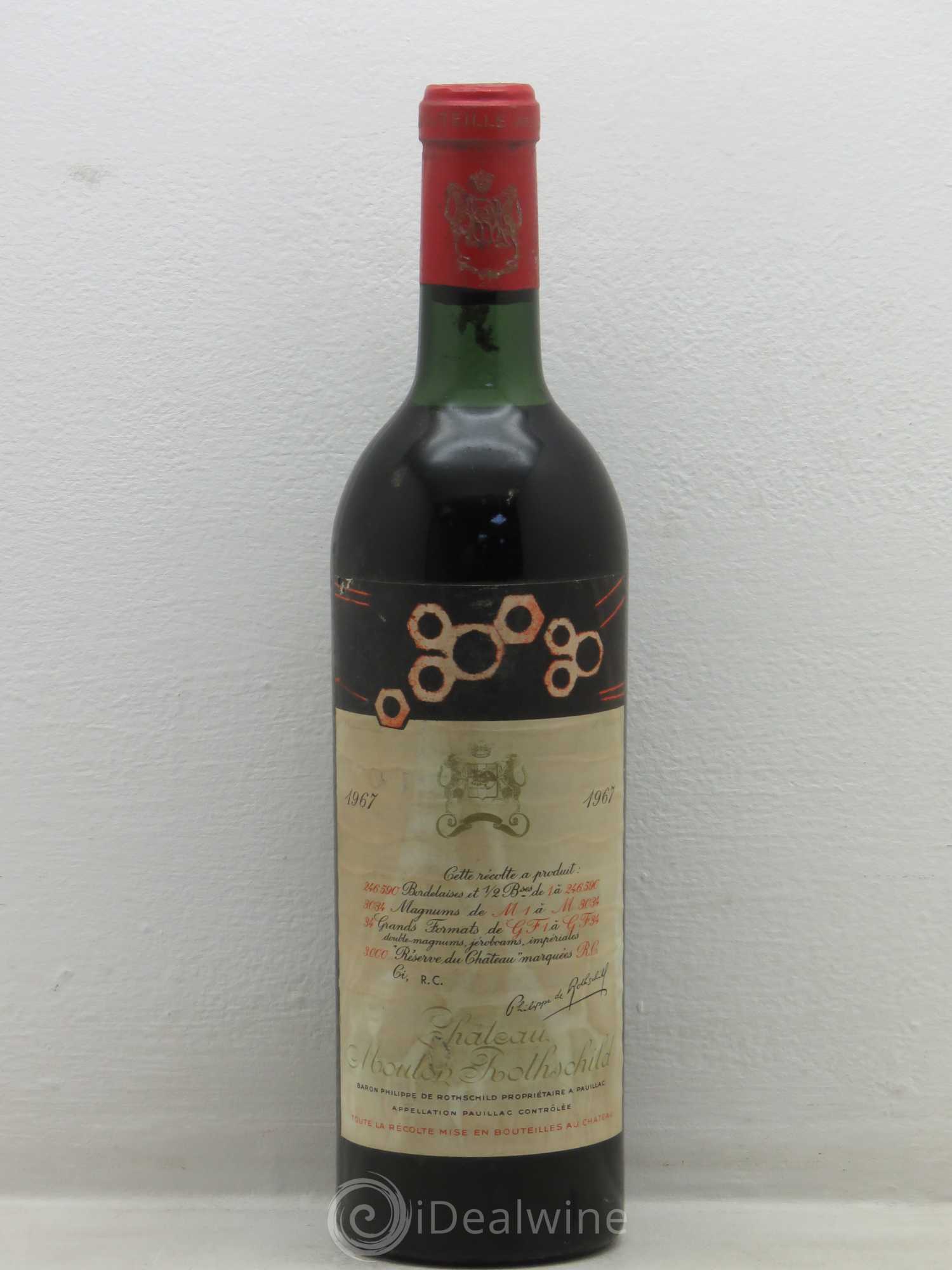 Château Mouton Rothschild 1er Grand Cru Classé 1967 - Lot de 1 bouteille - 0