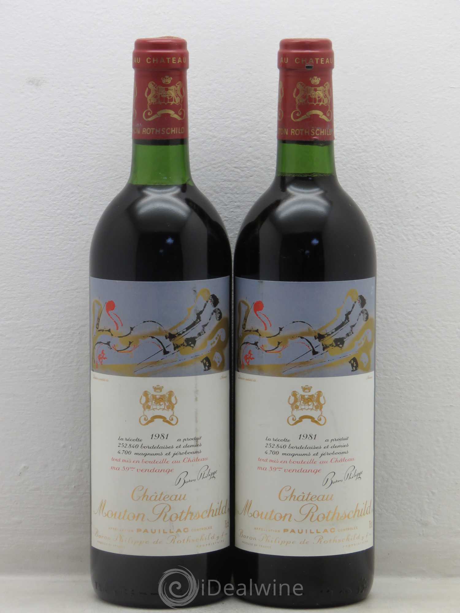 Château Mouton Rothschild 1er Grand Cru Classé 1981 - Lot de 2 bouteilles - 0