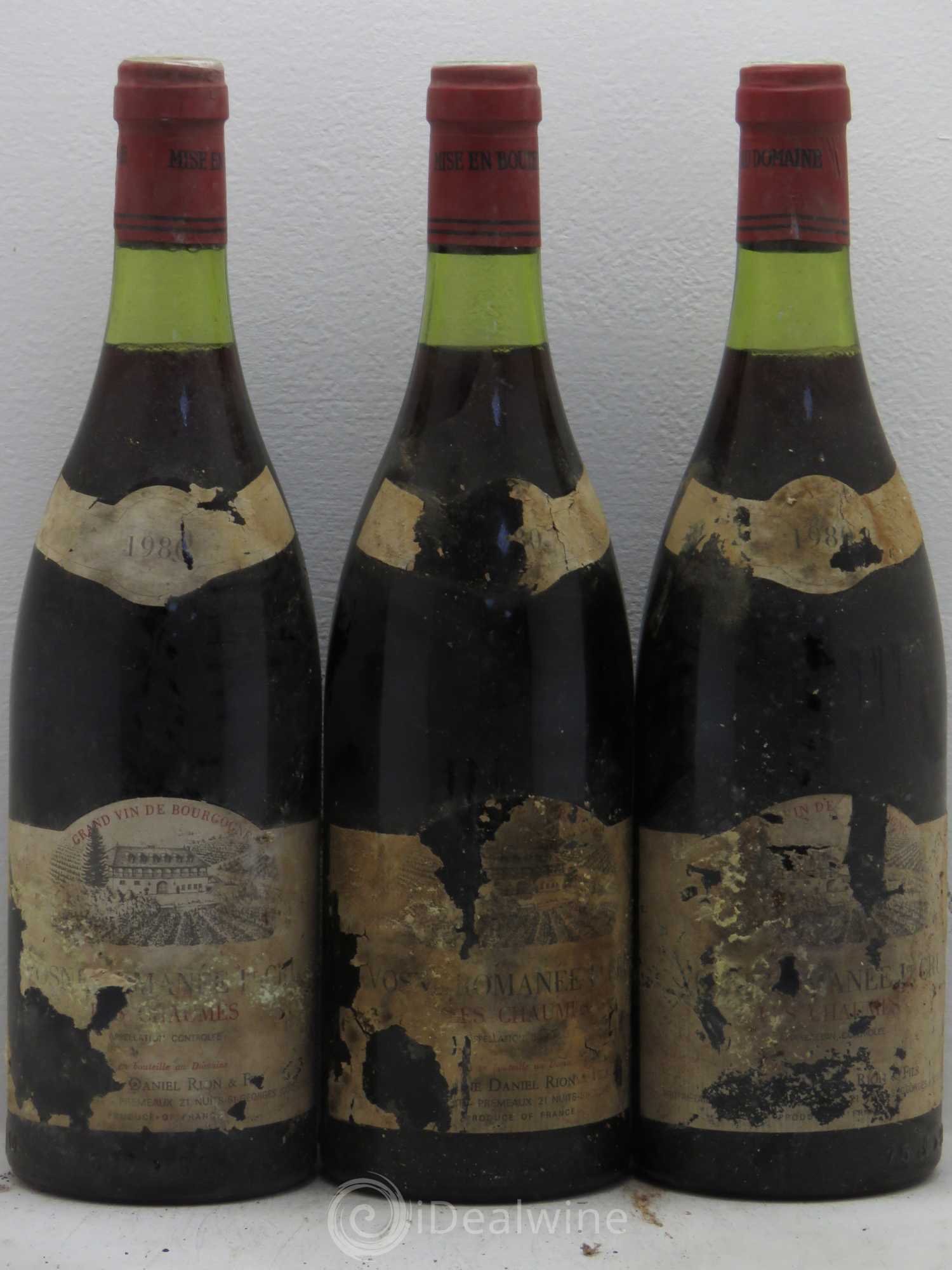Vosne-Romanée 1er Cru Les Chaumes Domaine Daniel Rion 1980 - Lot de 3 bouteilles - 0