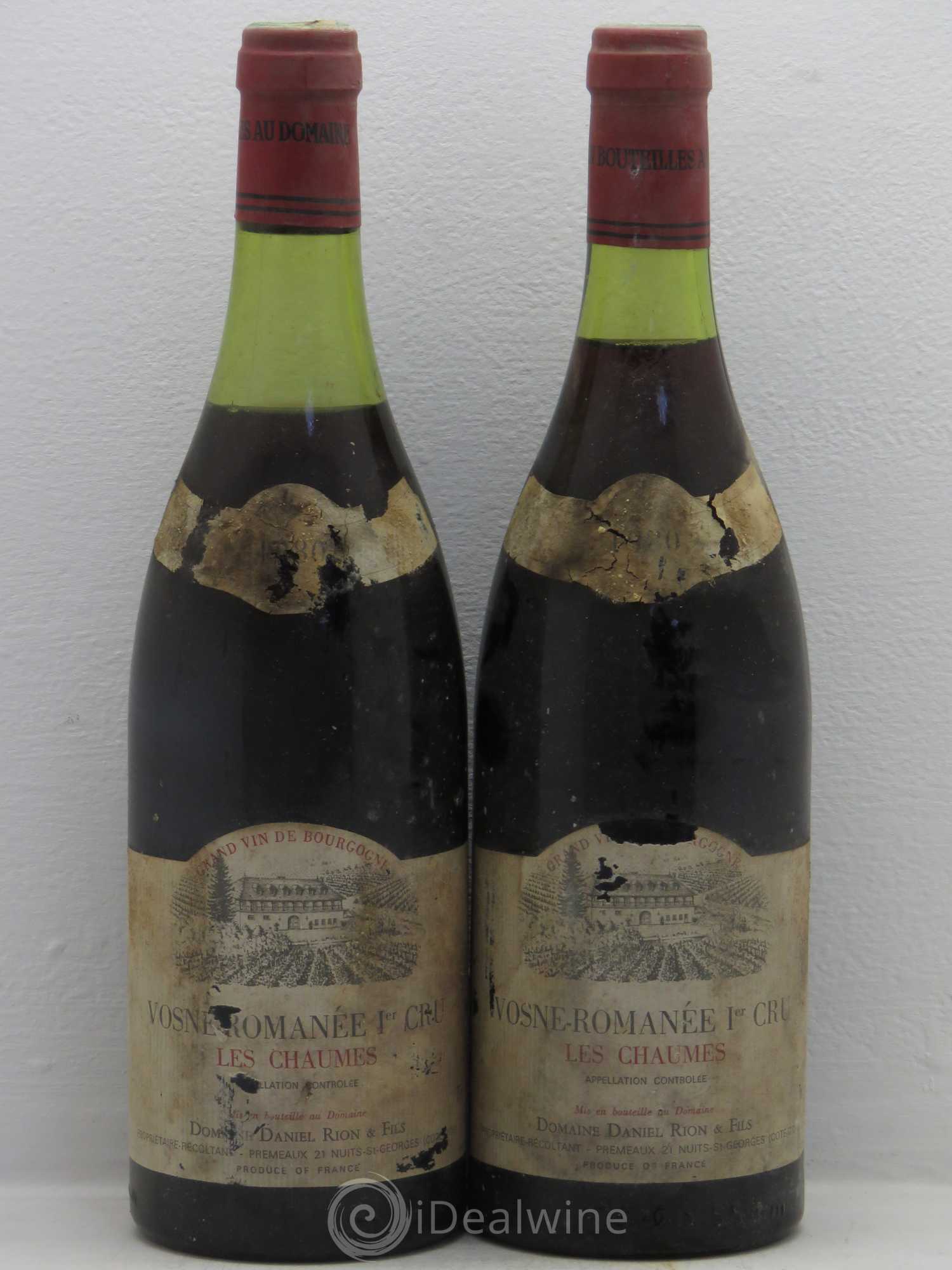 Vosne-Romanée 1er Cru Les Chaumes Domaine Daniel Rion (sans prix de réserve) 1980 - Posten von 2 Flaschen - 0