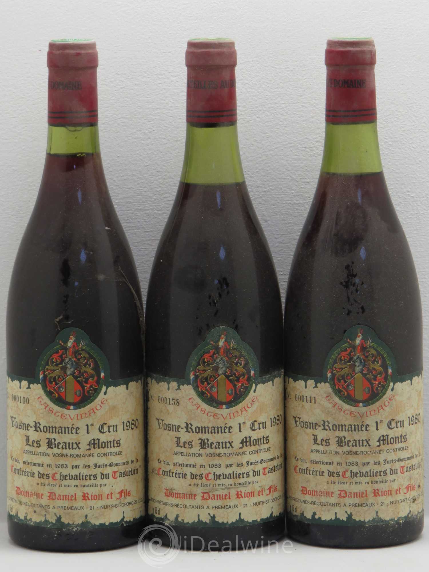 Vosne-Romanée 1er Cru Tastevinage 1980 - Lot de 3 bouteilles - 0