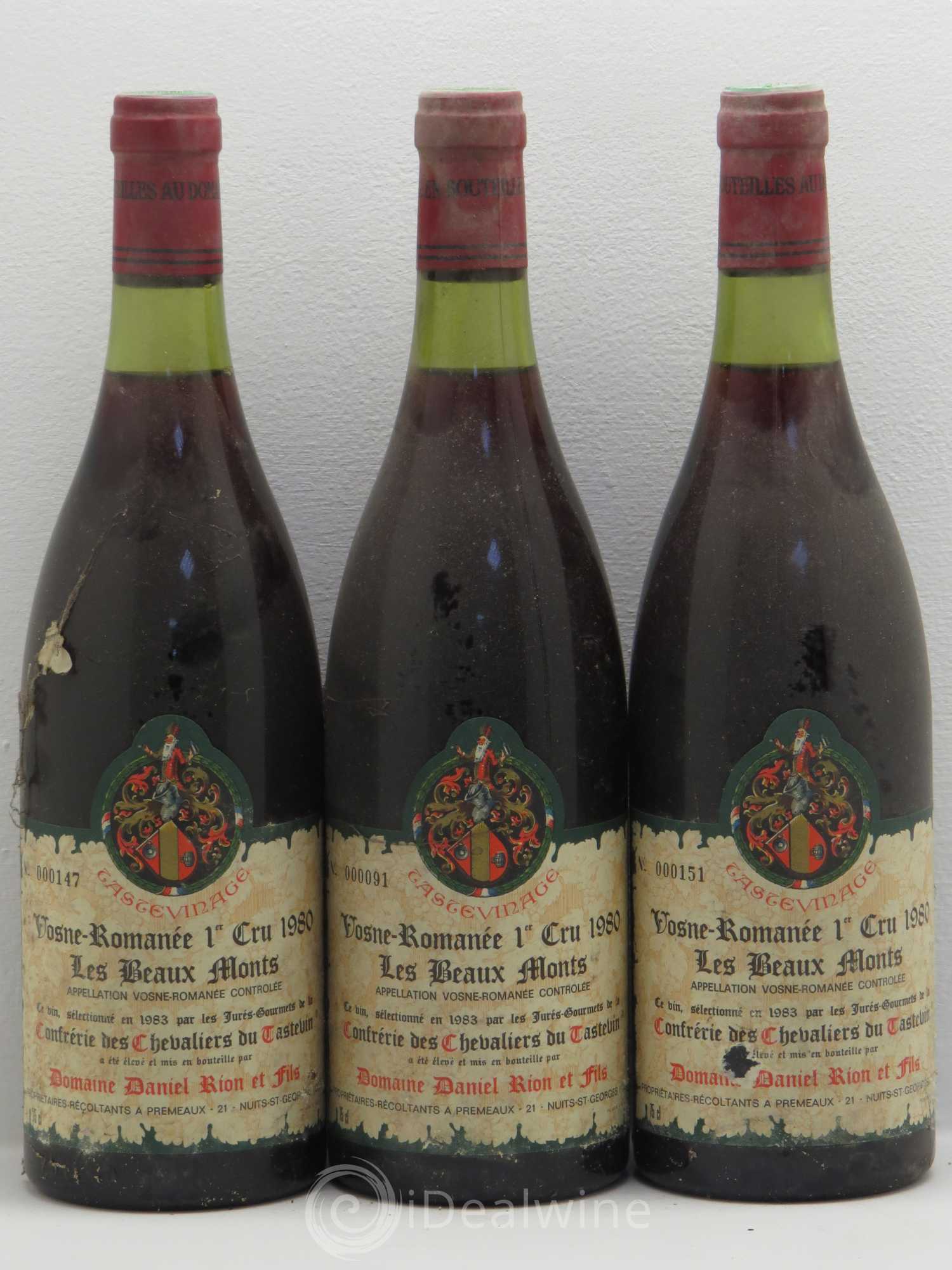 Vosne-Romanée 1er Cru Tastevinage 1980 - Lot de 3 bouteilles - 0