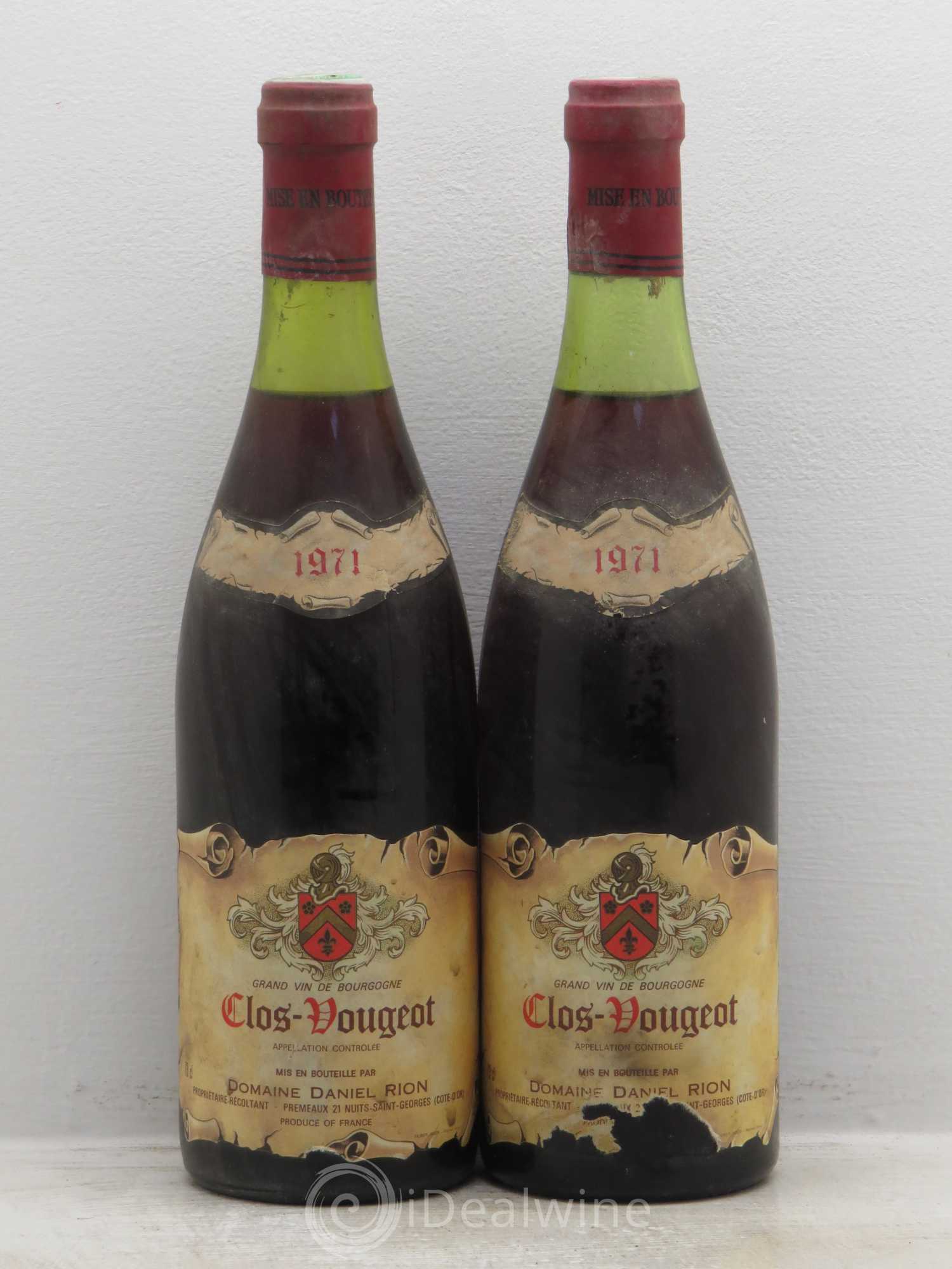Clos de Vougeot Grand Cru Domaine Armelle et Bernard Rion 1971 - Lot de 2 bouteilles - 0