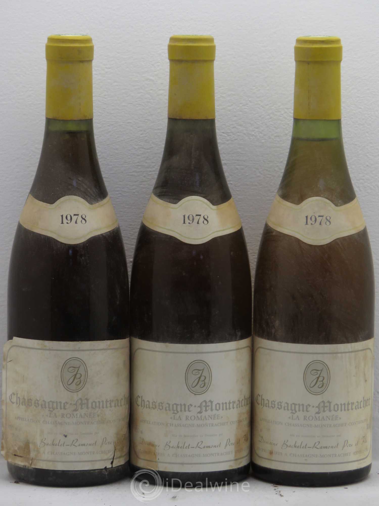 Chassagne-Montrachet 1er Cru La Romanée Domaine Bachelet-Ramonet (sans prix de réserve) 1978 - Posten von 3 Flaschen - 0