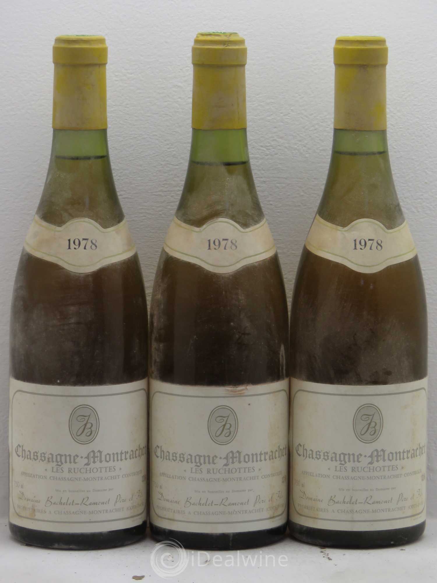 Chassagne-Montrachet 1er Cru Les Ruchottes Domaine Bachelet-Ramonet 1978 - Lot de 3 bouteilles - 0
