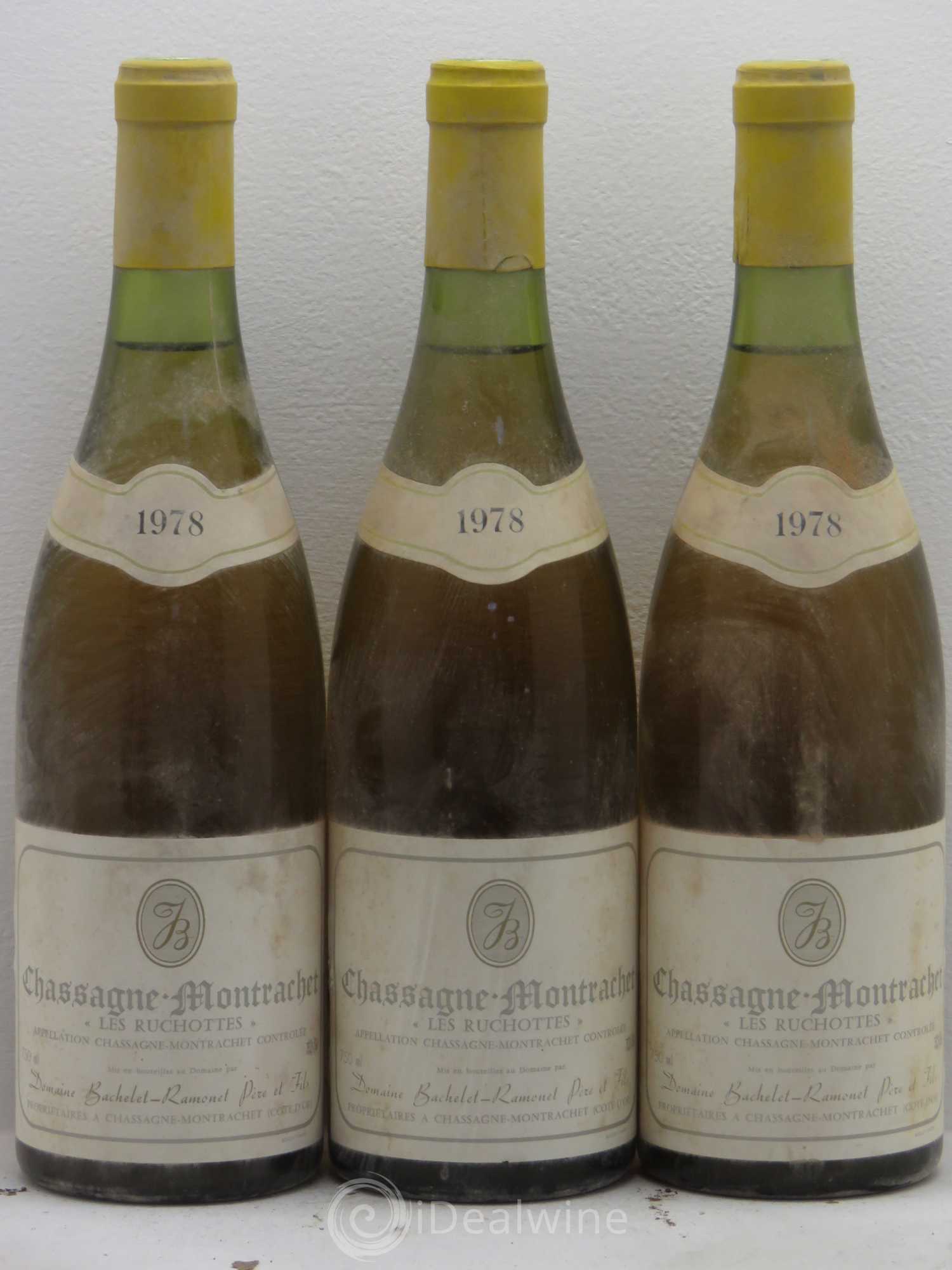 Chassagne-Montrachet 1er Cru Les Ruchottes Domaine Bachelet-Ramonet 1978 - Lot de 3 bouteilles - 0
