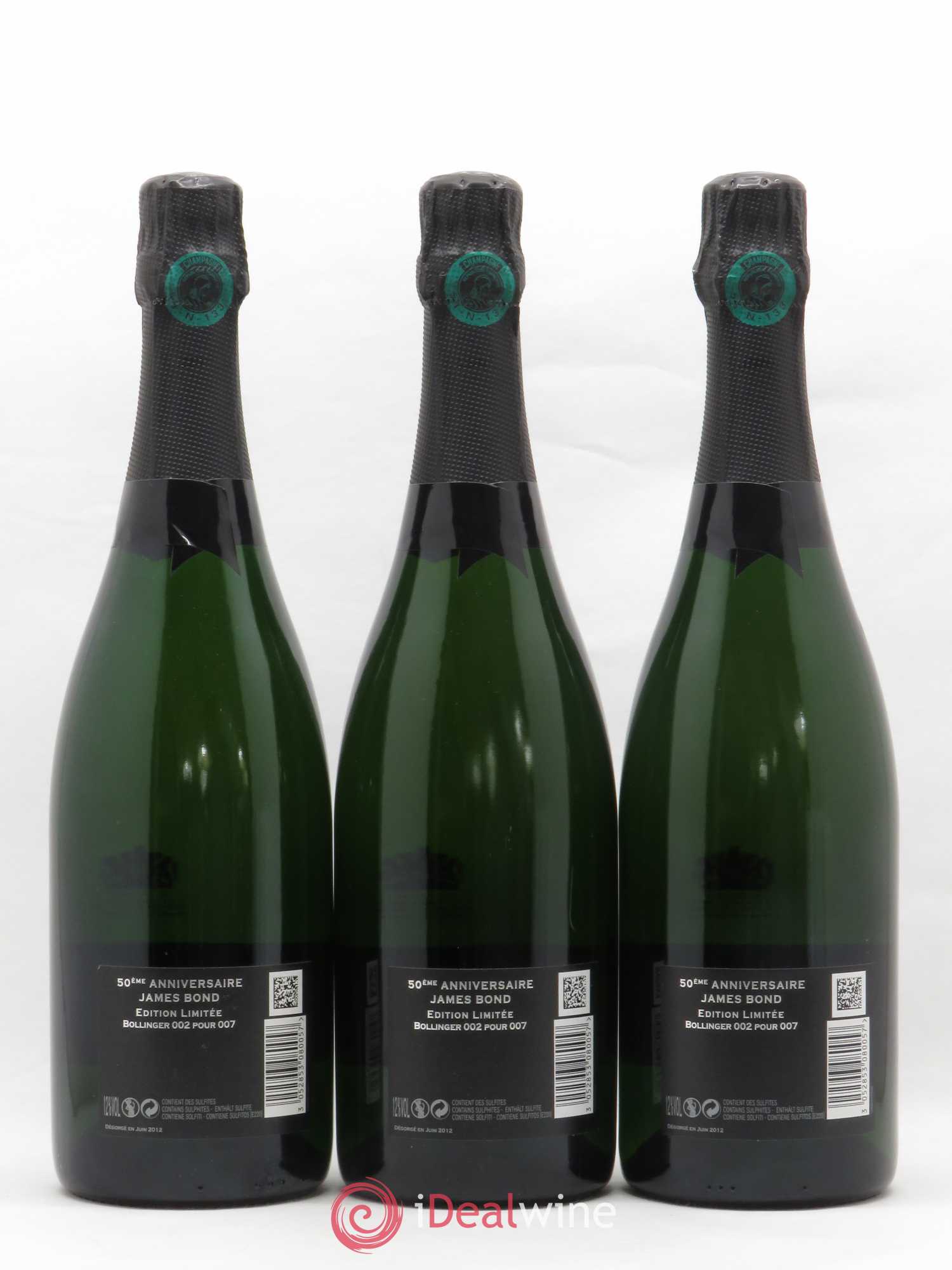 James Bond 007 Bollinger 2002 - Lot of 3 bottles - 1