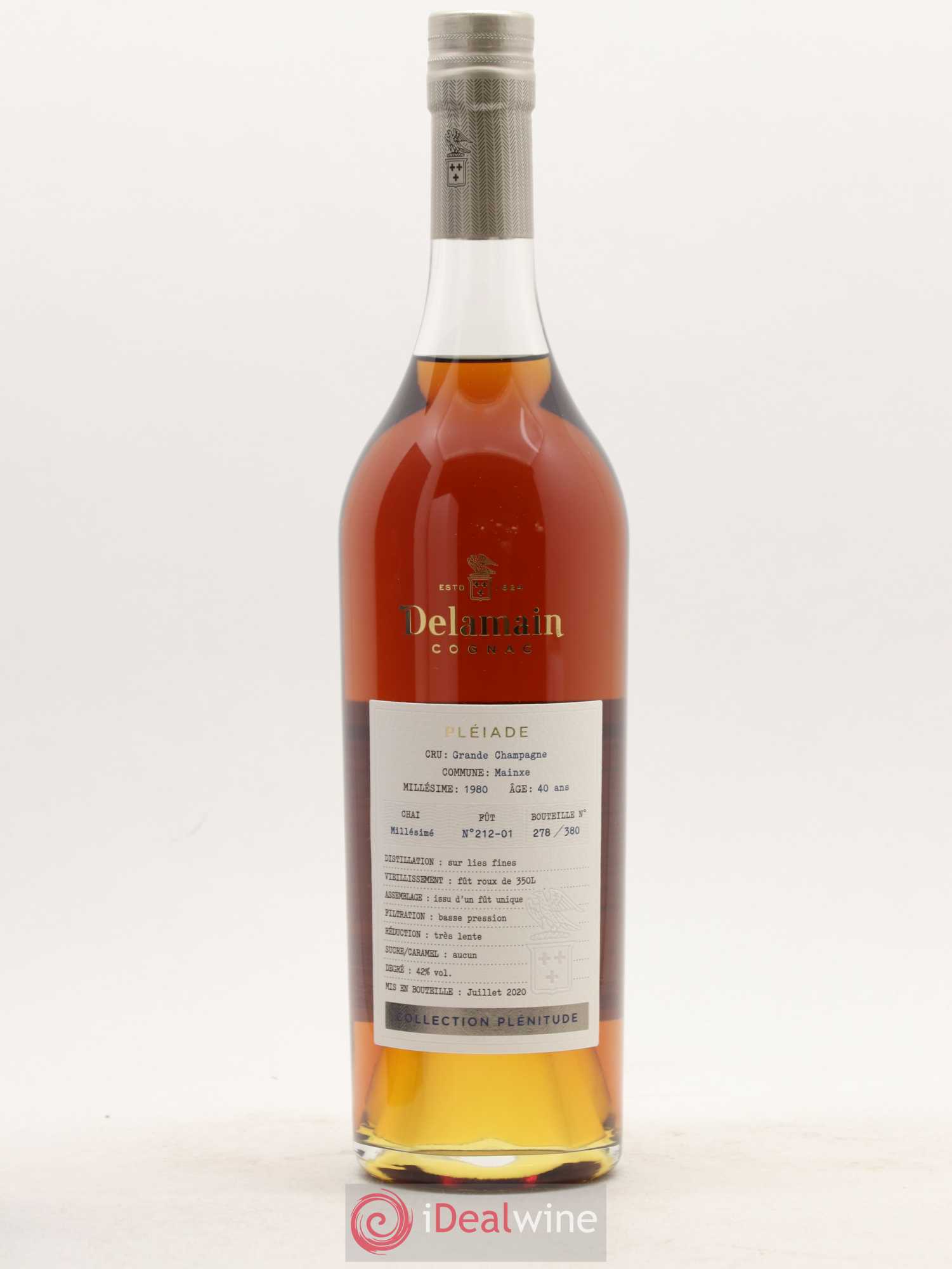 Cognac Delamain Grande Champagne Pléiade Collection Plénitude Mainxe 40 ans 1980 - Lot de 1 bouteille - 1