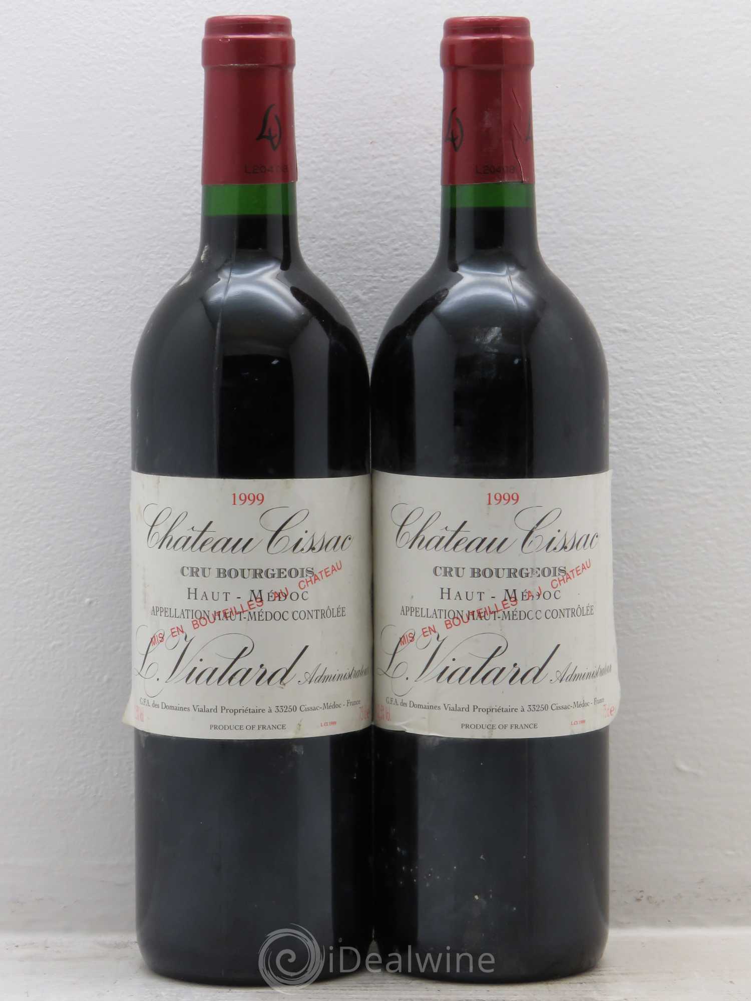 Château Cissac Cru Bourgeois 1999 - Lot de 2 bouteilles - 0