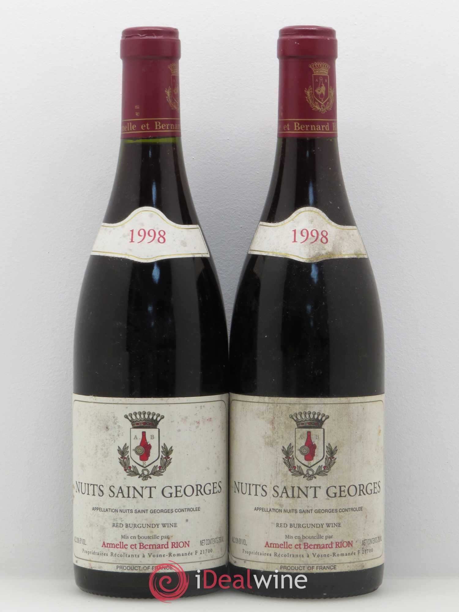 Nuits-Saint-Georges Domiane Armelle et Bernard Rion 1998 - Lot de 2 bouteilles - 0