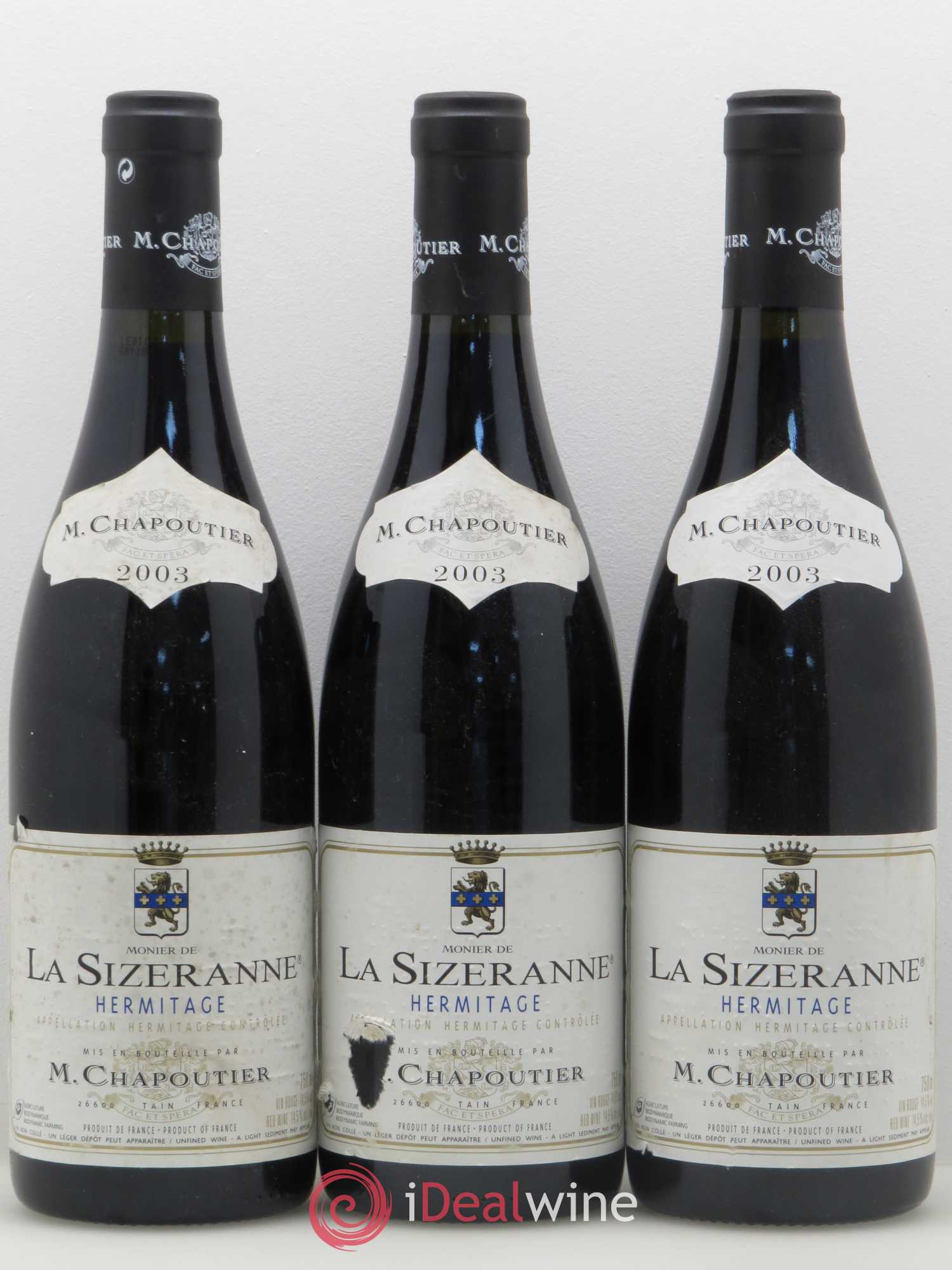 Hermitage Monier de La Sizeranne Chapoutier 2003 - Lot de 3 bouteilles - 0