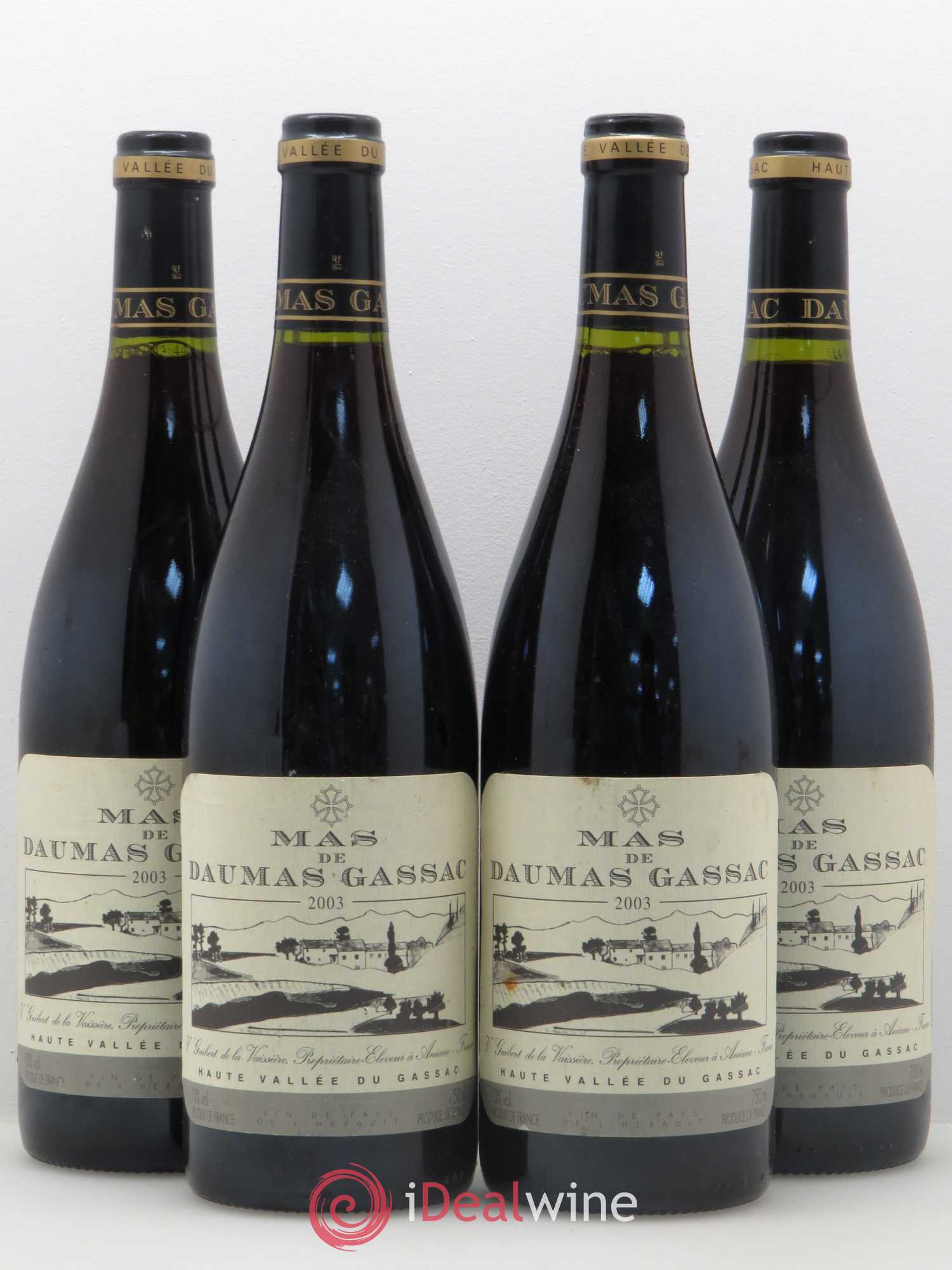 Saint-Guilhem-le-Désert - Cité d'Aniane Mas Daumas Gassac Famille Guibert de La Vaissière 2003 - Lot de 4 bouteilles - 0